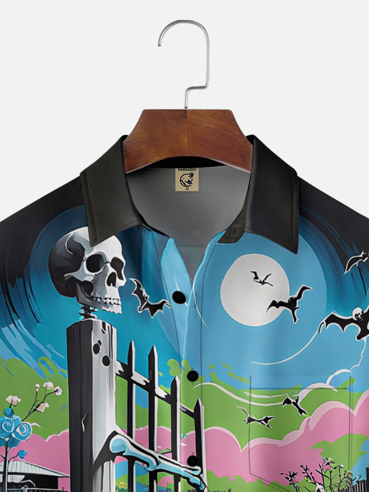 Moisture Wicking Day of the Dead Skull Floral Chest Pocket Hawaiian Shirt