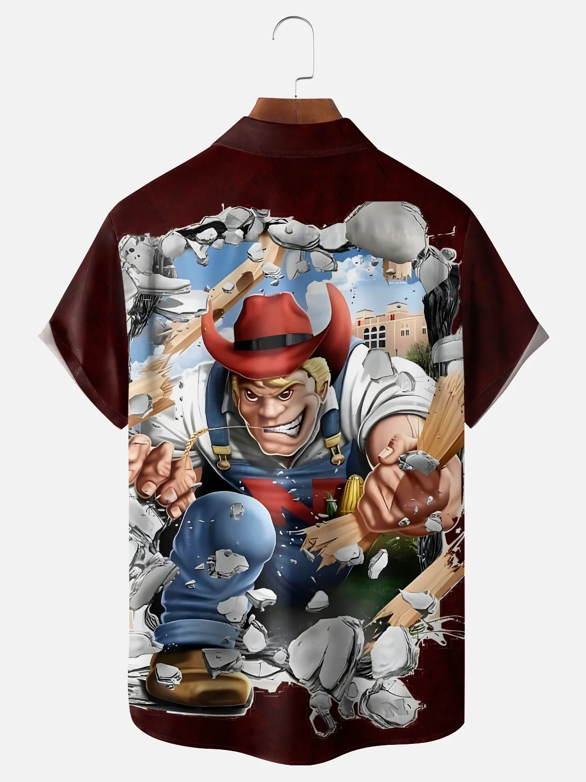Moisture-wicking American Football Nebraska Art Huskers Chest Pocket Casual Shirt