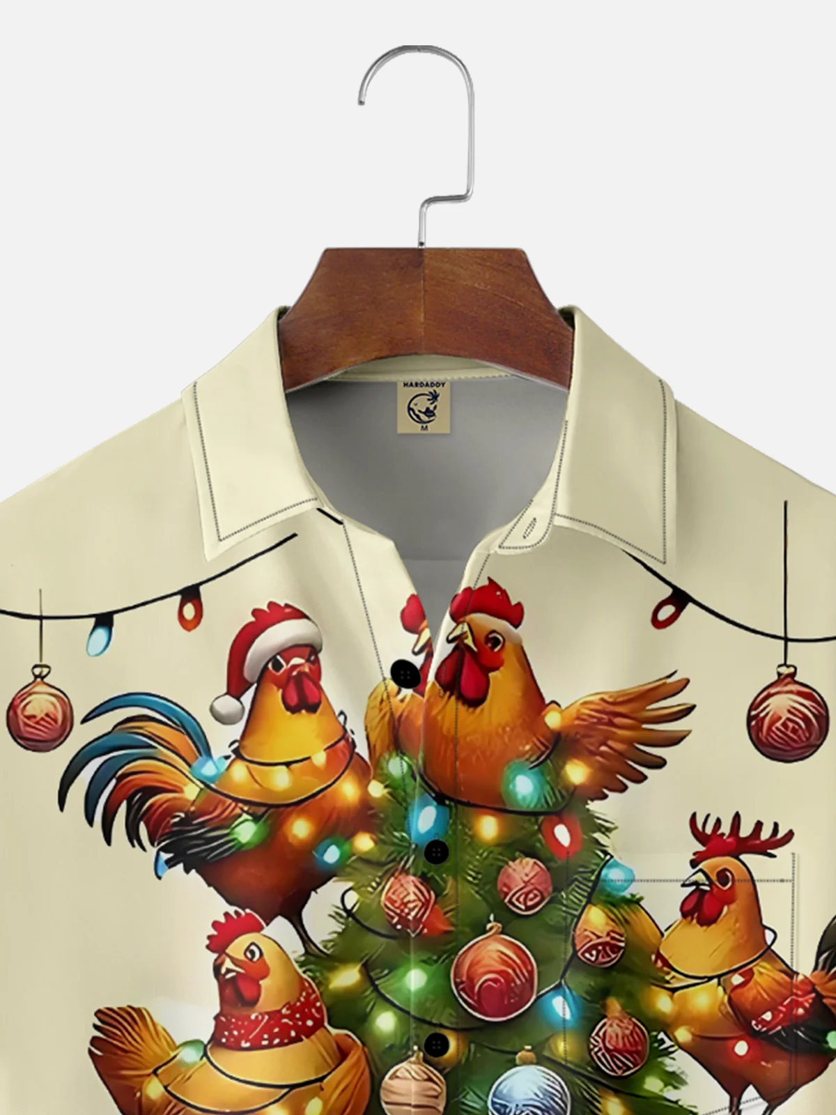 Moisture Wicking Christmas Chicken Pocket Hawaiian Shirt