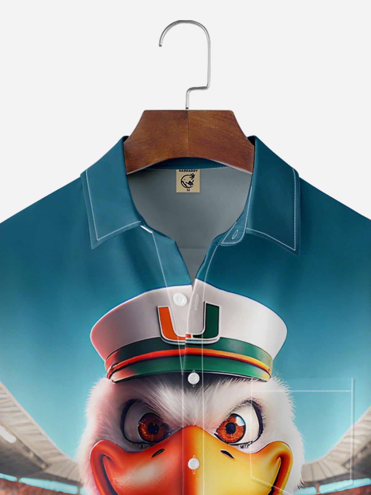 Moisture-wicking American Football Miami Art Hurricanes Chest Pocket Casual Shirt
