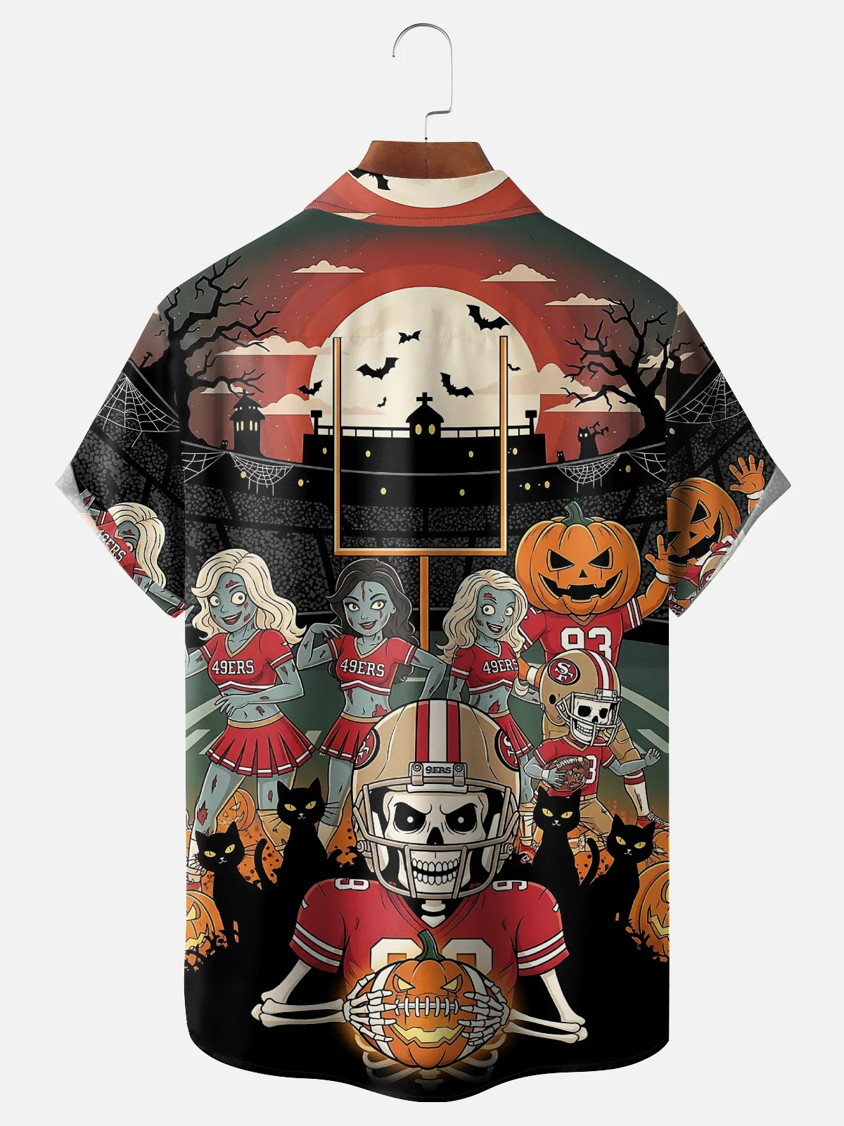 Moisture Wicking Halloween Football Game San Francisco 49ers Chest Pocket Hawaiian Shirt