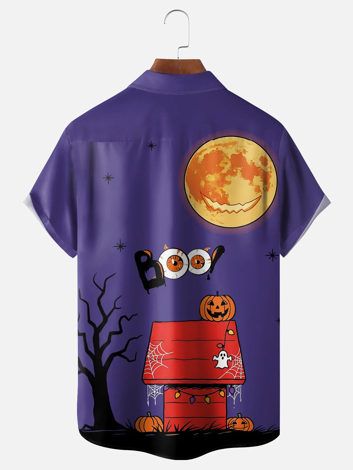 Moisture Wicking Halloween Hut Chest Pocket Hawaiian Shirt
