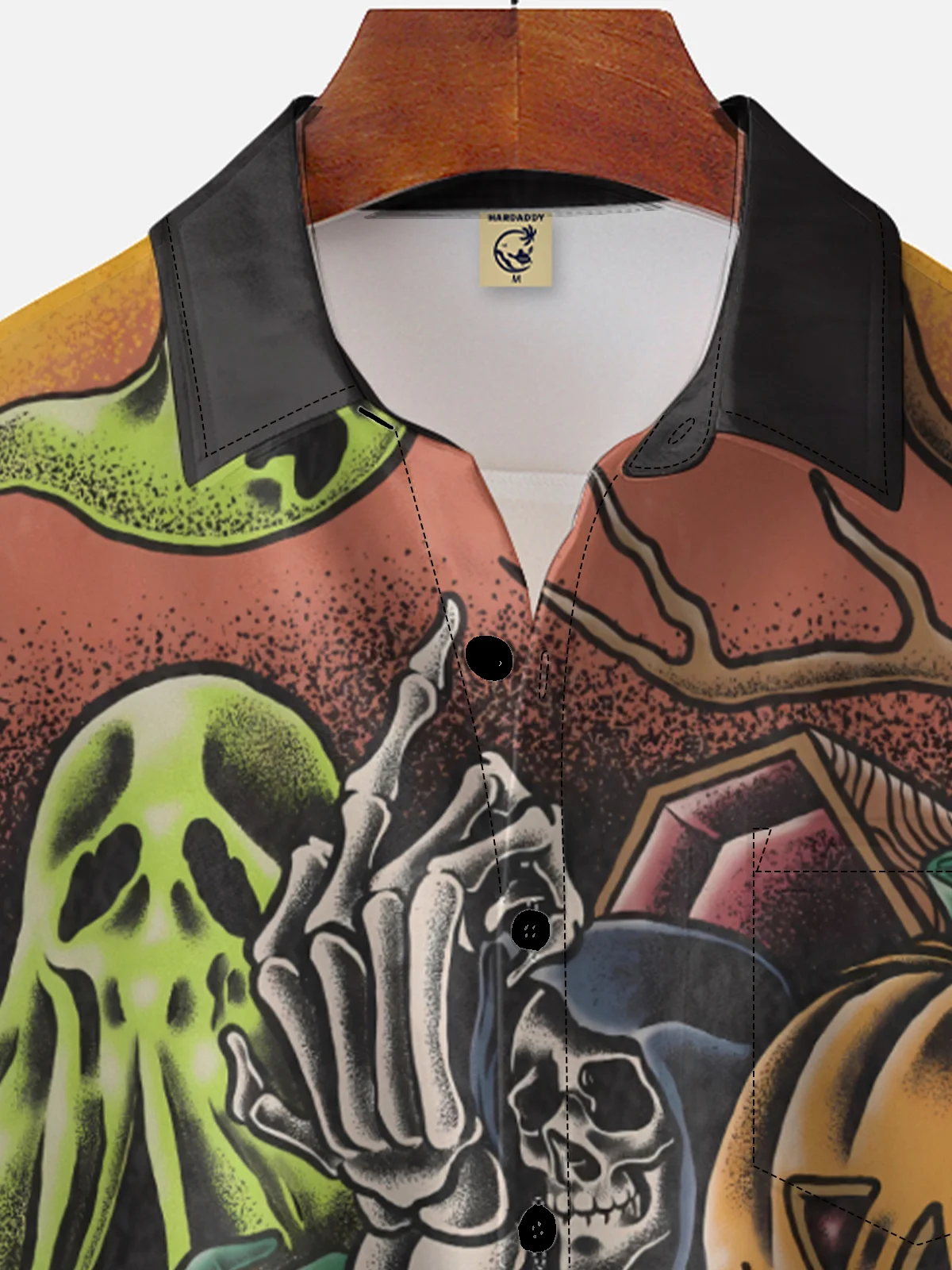 Moisture-wicking Halloween Pumpkin Ghost Chest Pocket Casual Shirt
