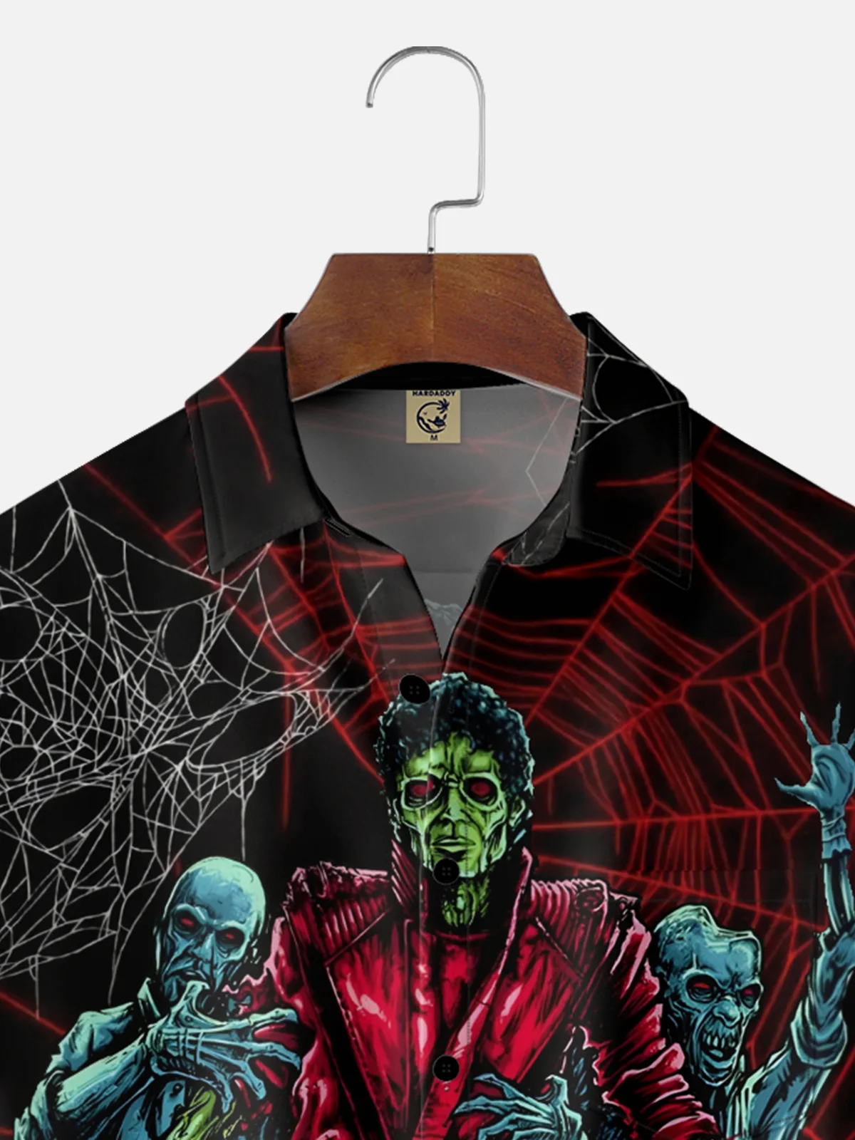 Moisture-wicking Halloween Zombie Spider Web Chest Pocket Casual Shirt