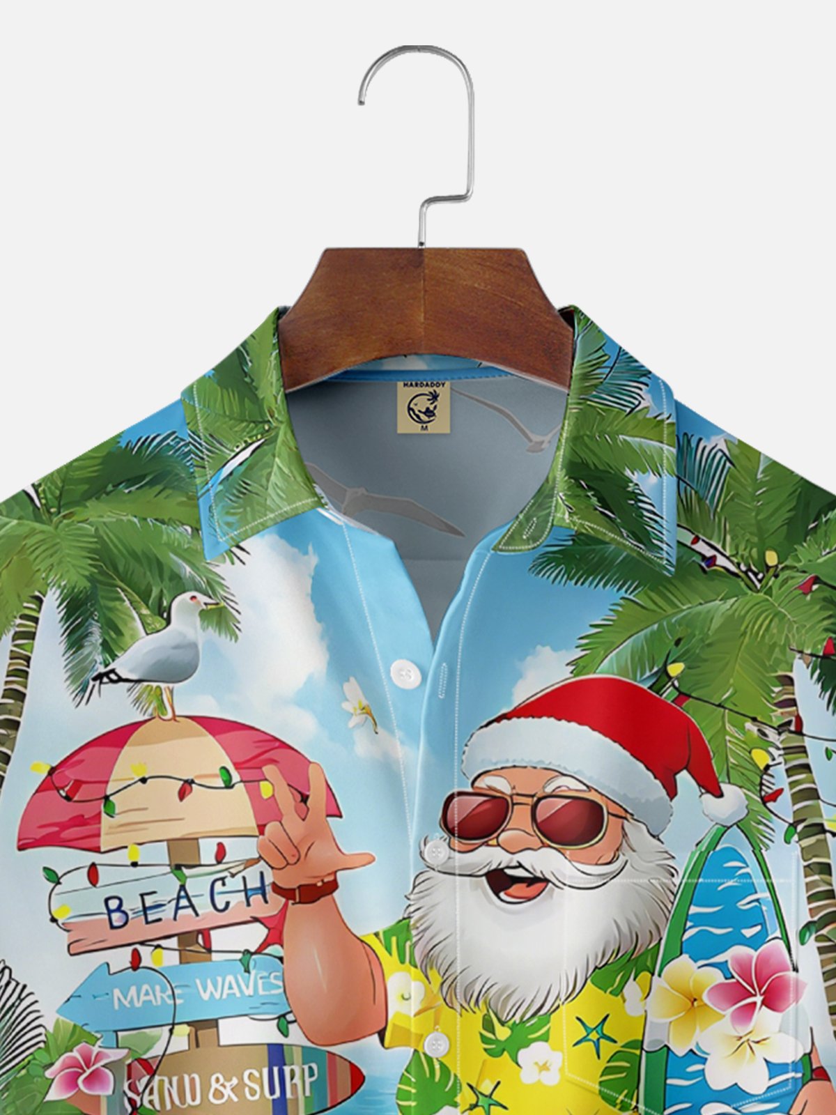 Moisture Wicking Merry Christmas Beach Vacation Old Man Chest Pocket Hawaiian Shirt