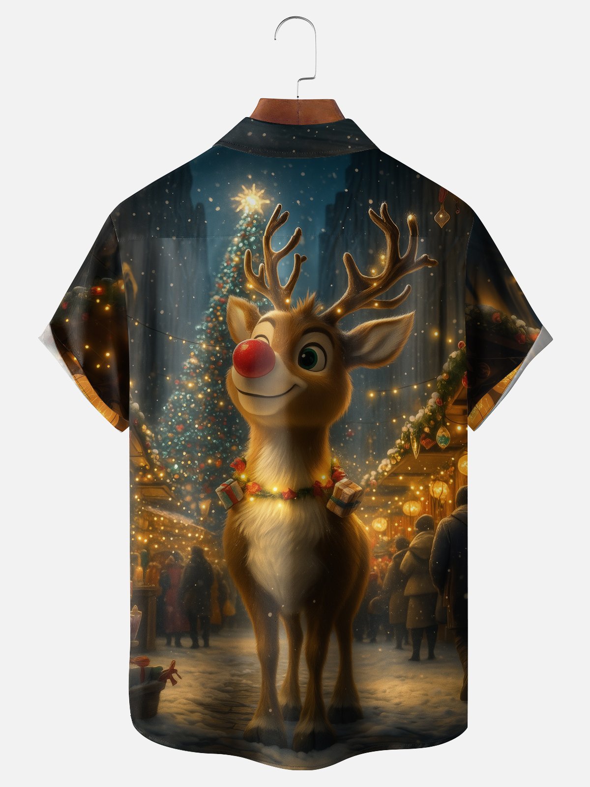 Moisture-wicking Christmas Elk Chest Pocket Casual Shirt