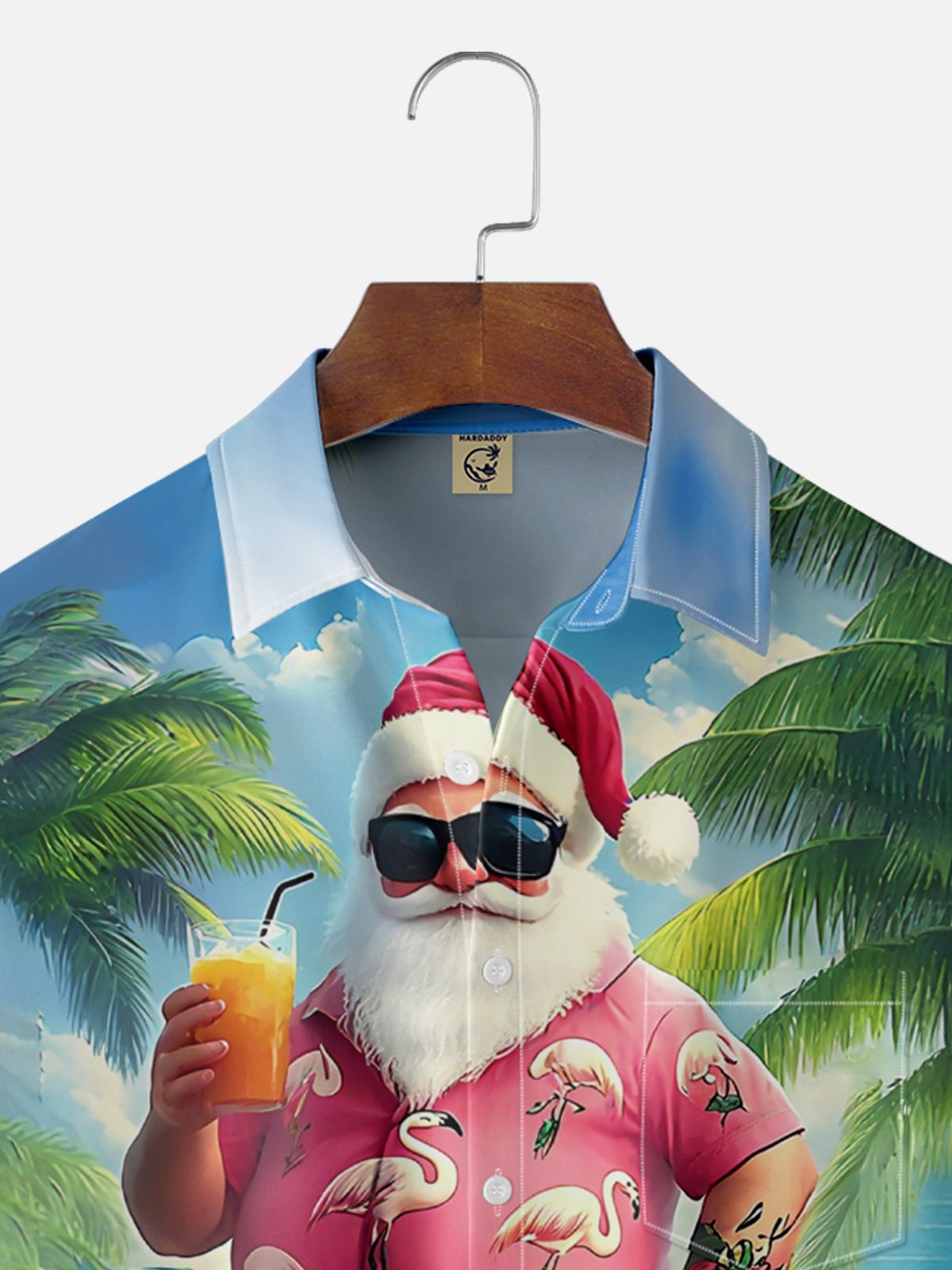 Moisture Wicking Merry Christmas Beach Vacation Old Man Chest Pocket Hawaiian Shirt