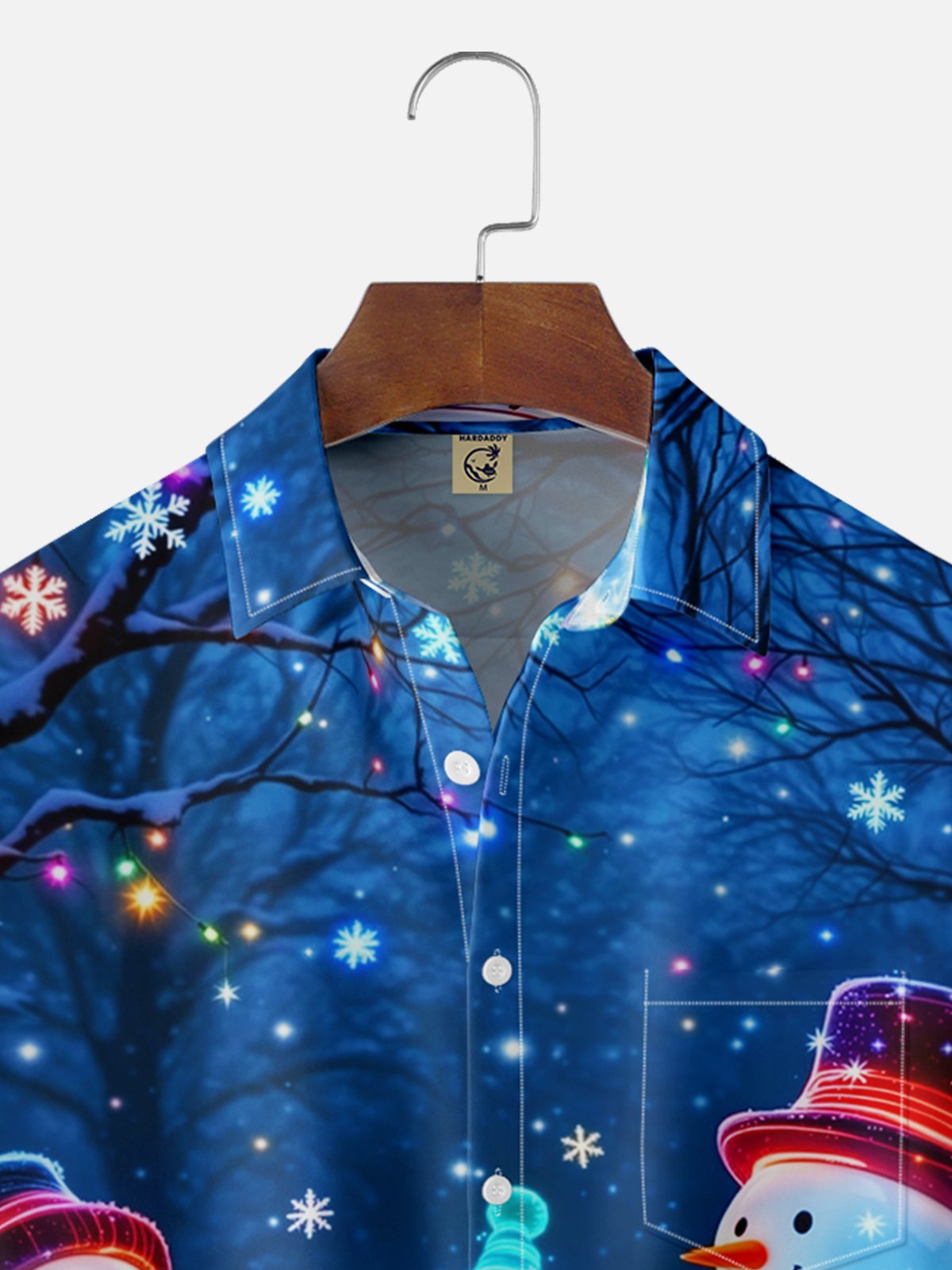 Moisture-wicking Christmas Snowman Music Chest Pocket Casual Shirt
