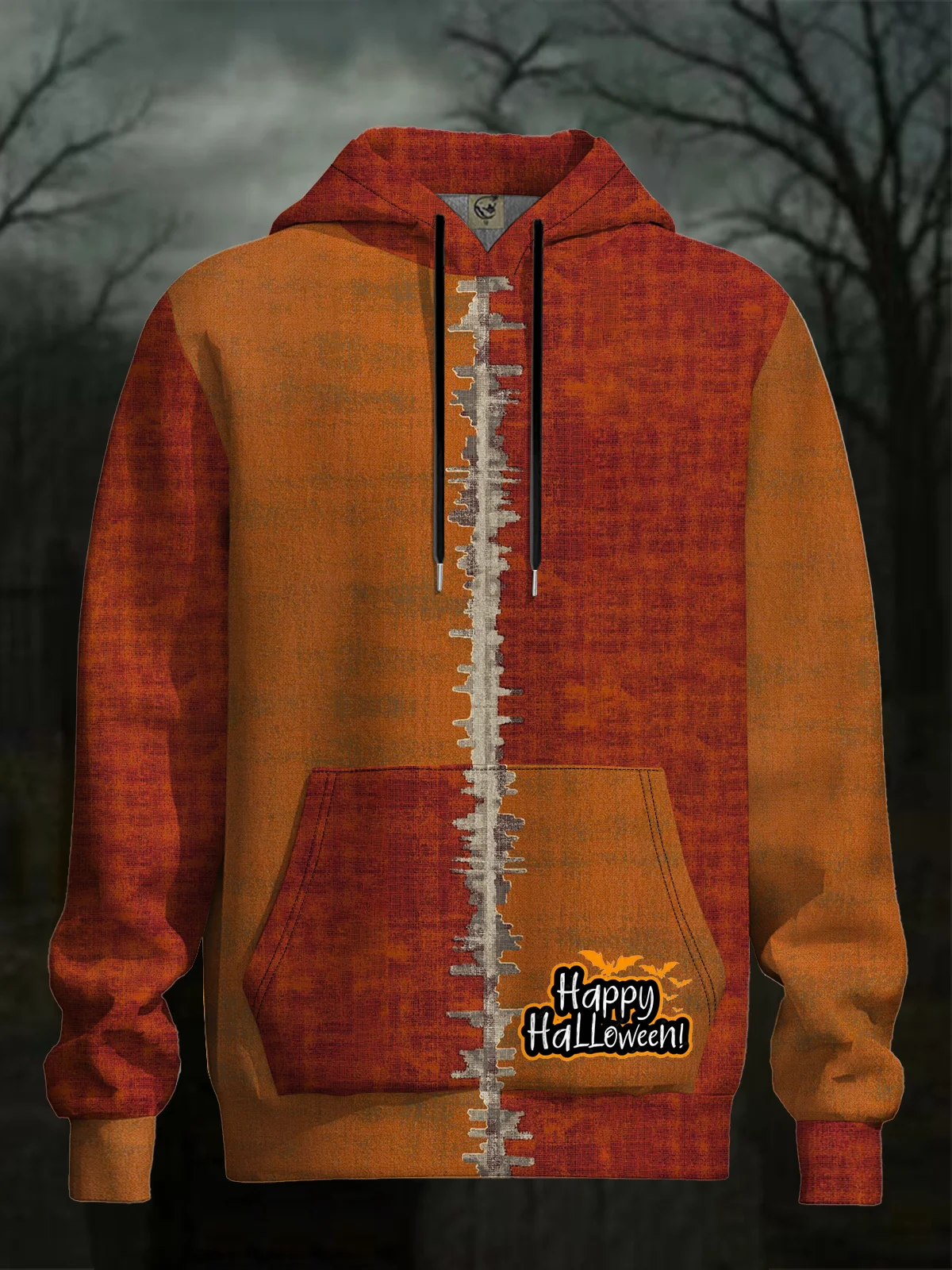 Halloween Patchwork Hooded Sweatshirt