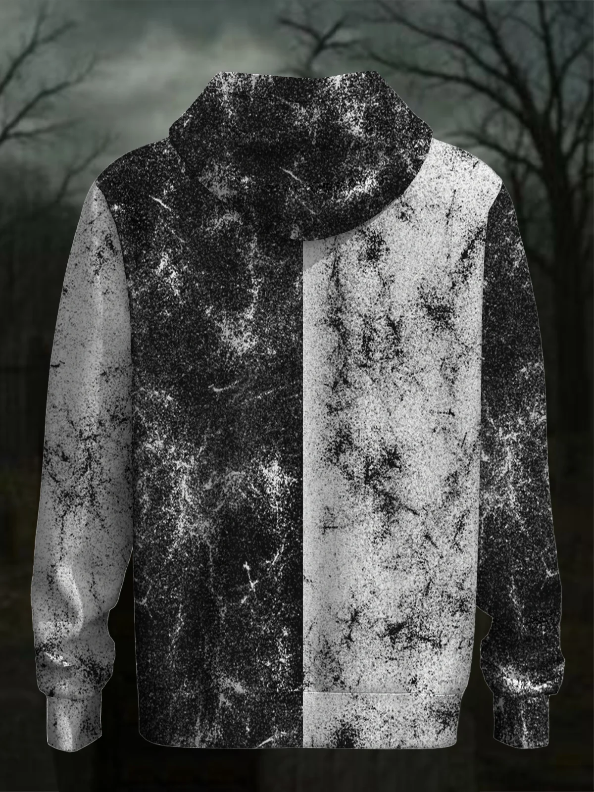 Halloween Contrasting Ghost Face Hoodie Sweatshirt