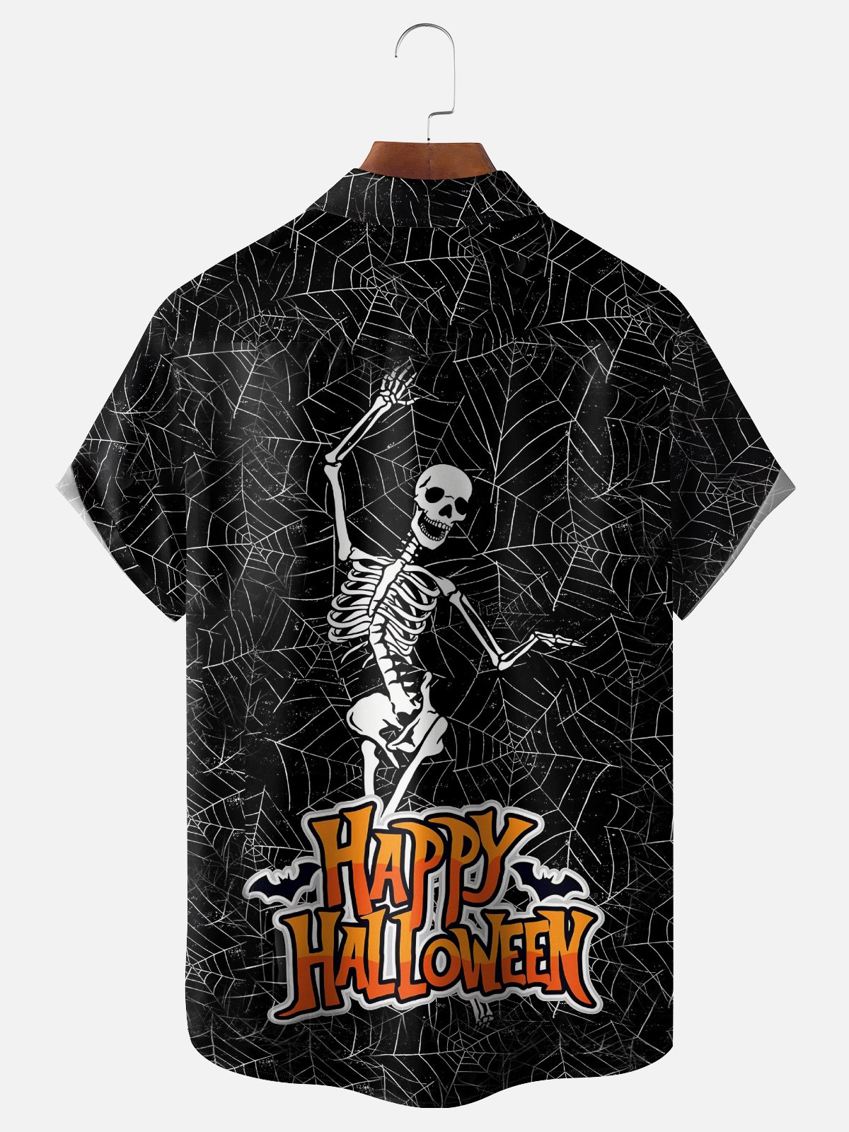 Moisture Wicking Halloween Skull Chest Pocket Hawaiian Shirt