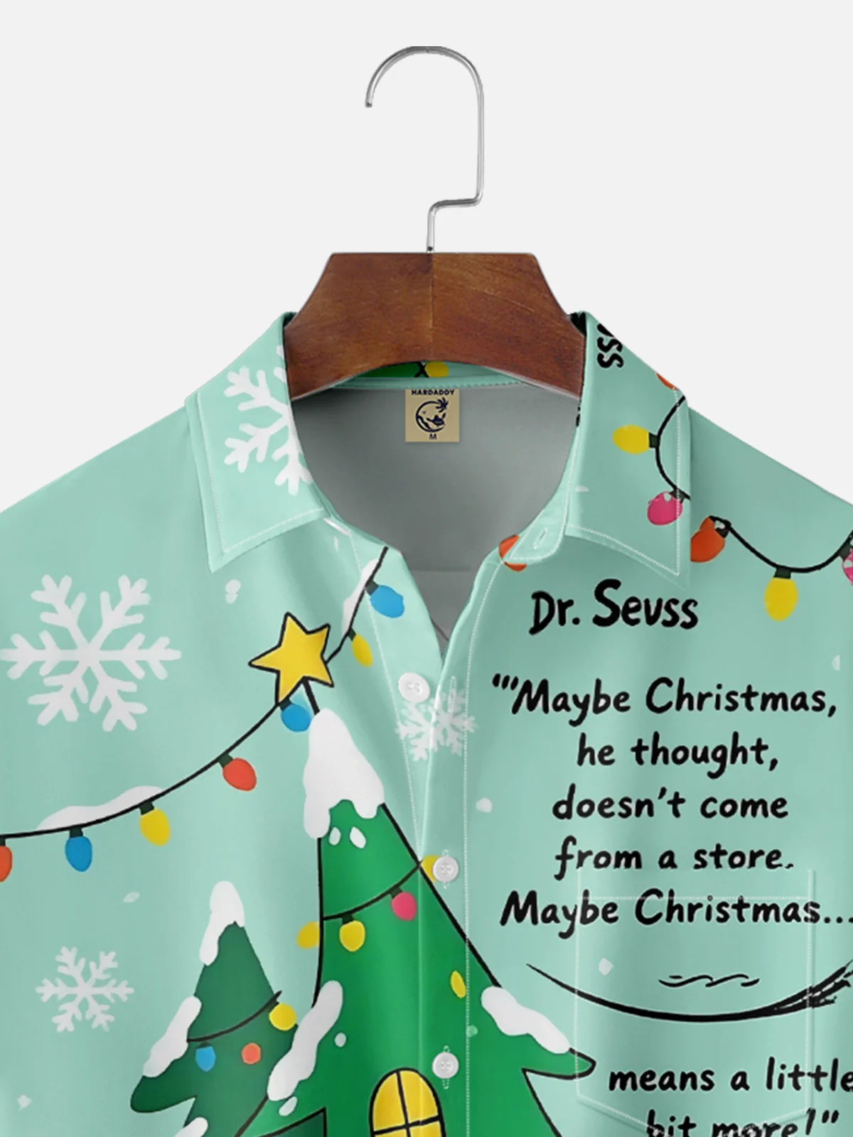 Moisture Wicking How the Grinch Stole Christmas WHOVILLE Chest Pocket Hawaiian Shirt