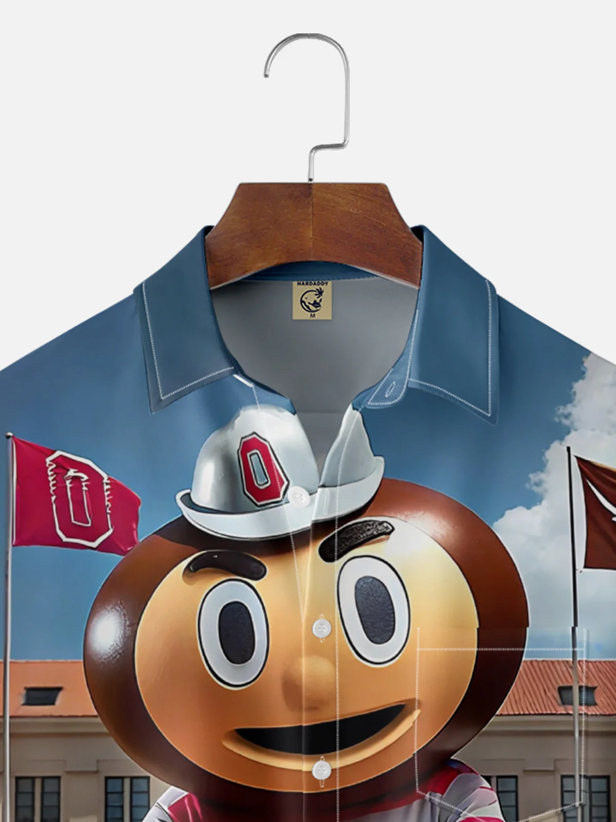 Moisture-wicking American Football Ohio State Art Buckeyes Chest Pocket Casual Shirt