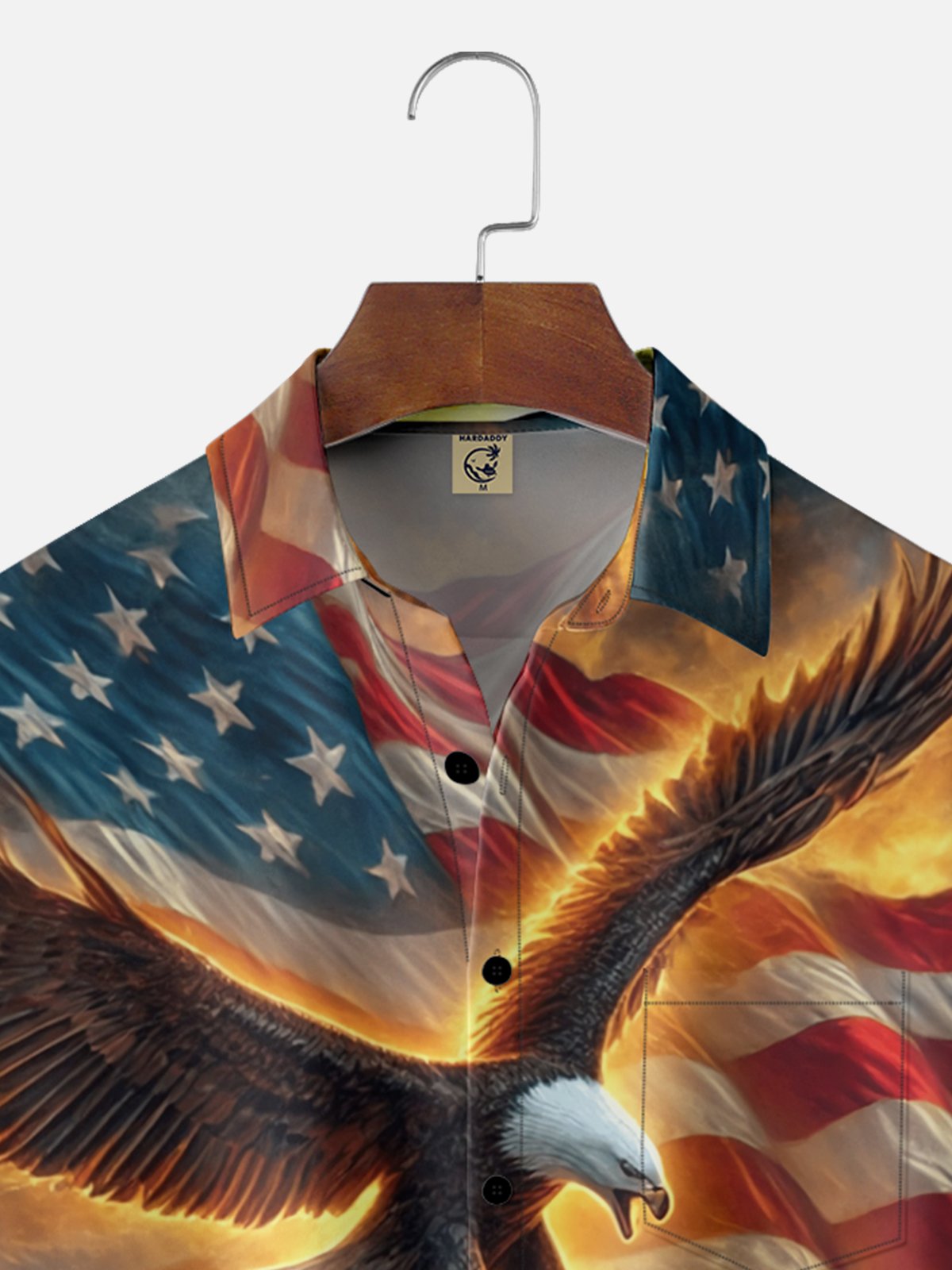Moisture-wicking Veterans Day American Flag Eagle Chest Pocket Casual Shirt