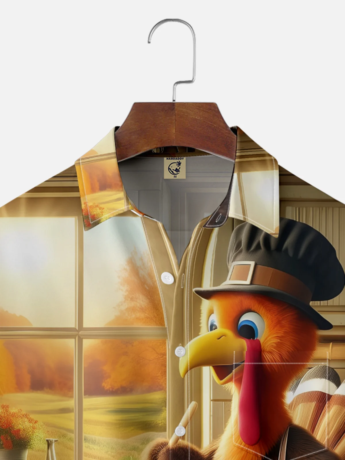 Moisture-wicking Thanksgiving Turkey Pumpkin Chest Pocket Casual Shirt
