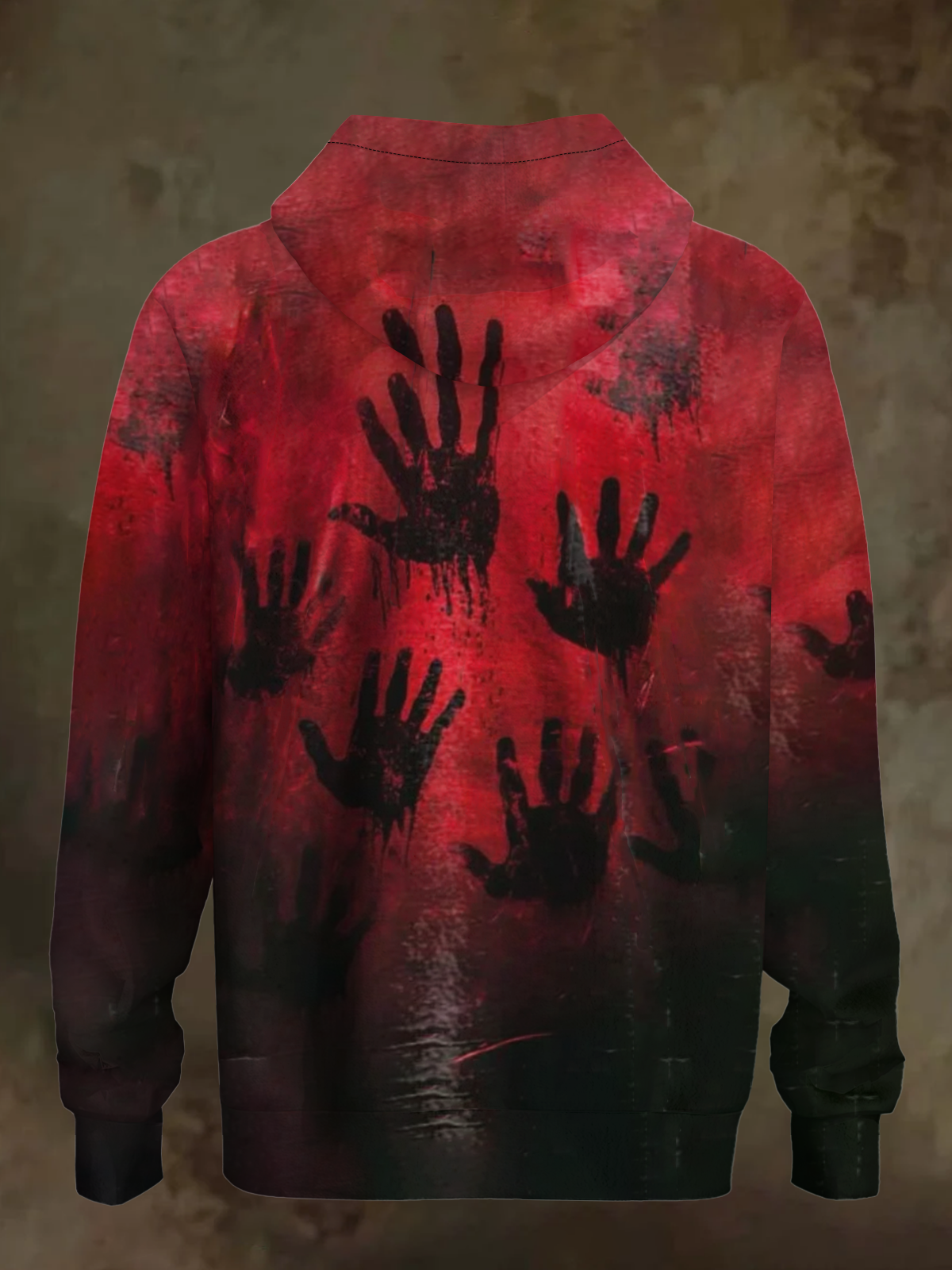 Halloween Gradient Blood Hand Hooded Sweatshirt