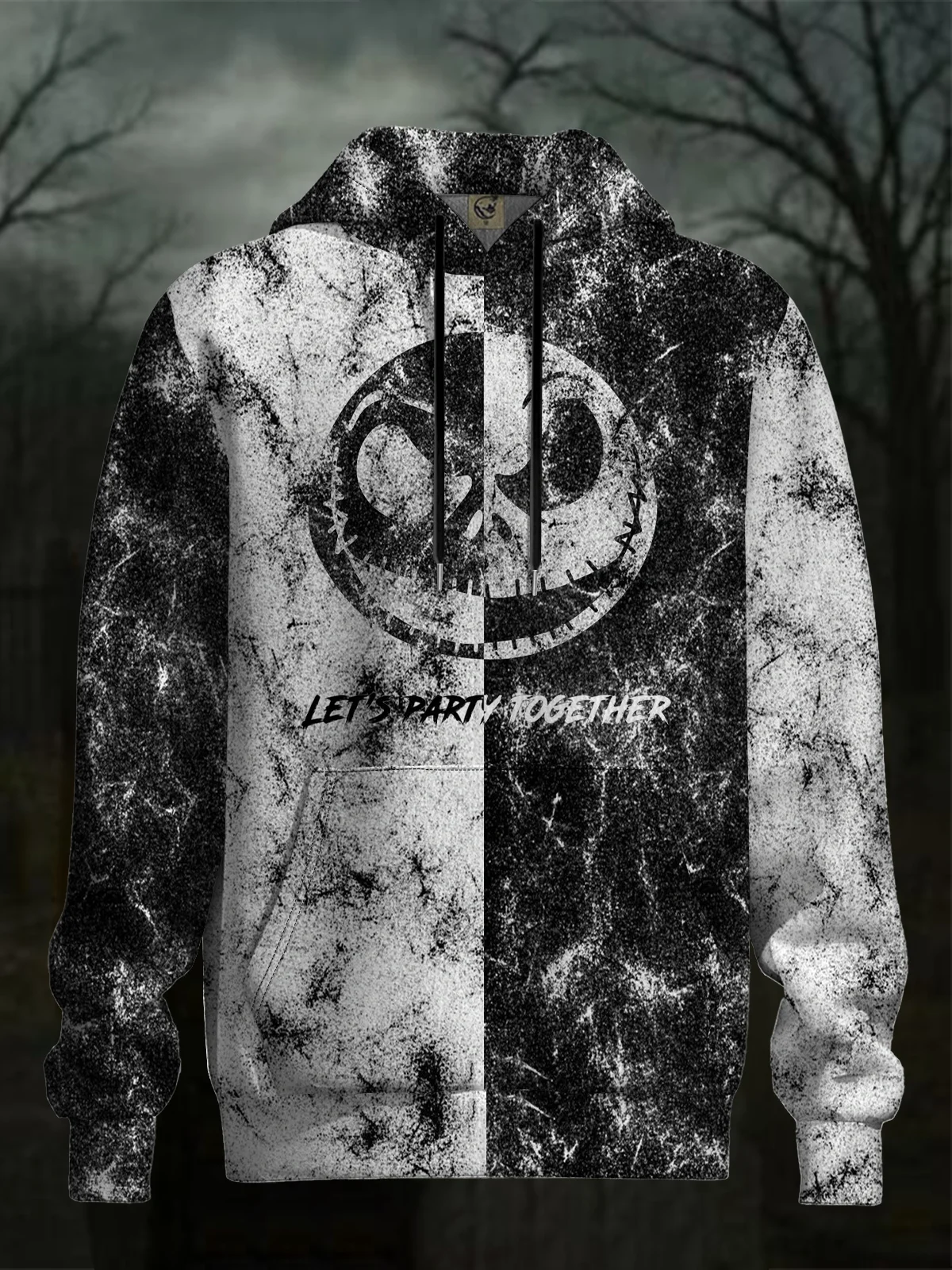 Halloween Contrasting Ghost Face Hoodie Sweatshirt
