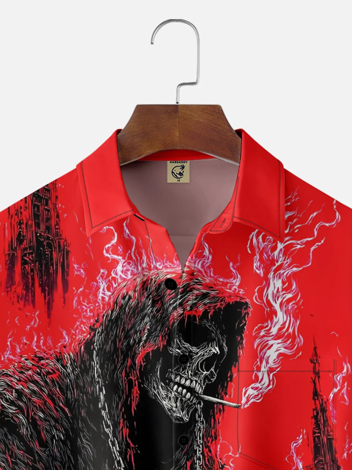 Moisture Wicking Day of the Dead Skull Chest Pocket Hawaiian Shirt