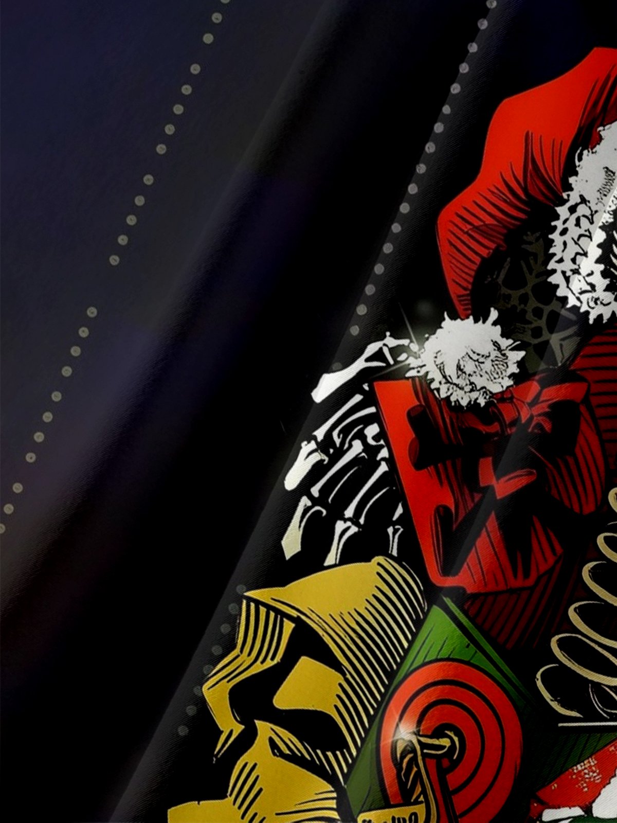 Moisture-wicking Christmas Santa Claus Skull Chest Pocket Casual Shirt