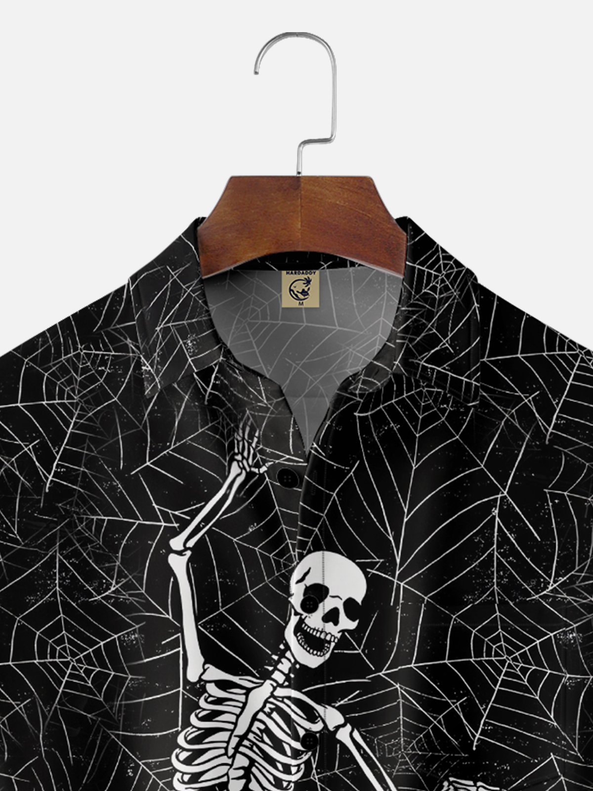 Moisture Wicking Halloween Skull Chest Pocket Hawaiian Shirt