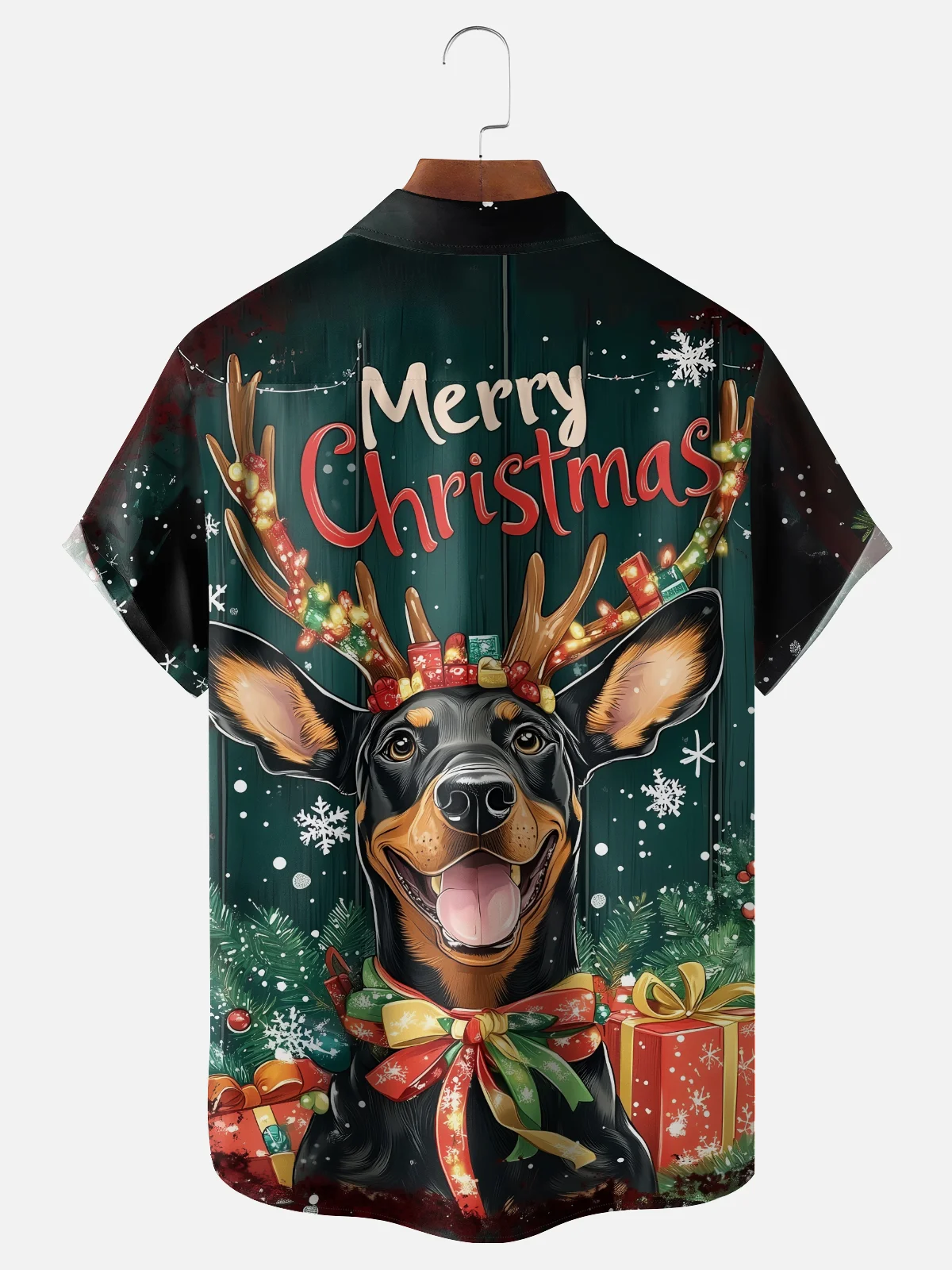 Moisture-wicking Christmas Dog Chest Pocket Casual Shirt