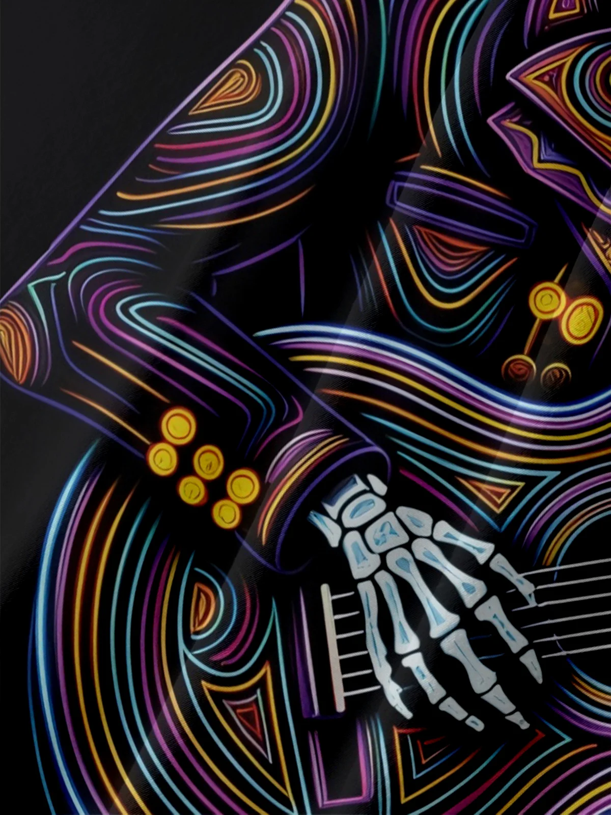 Moisture-wicking Day Of The Dead Skeleton Music Chest Pocket Casual Shirt