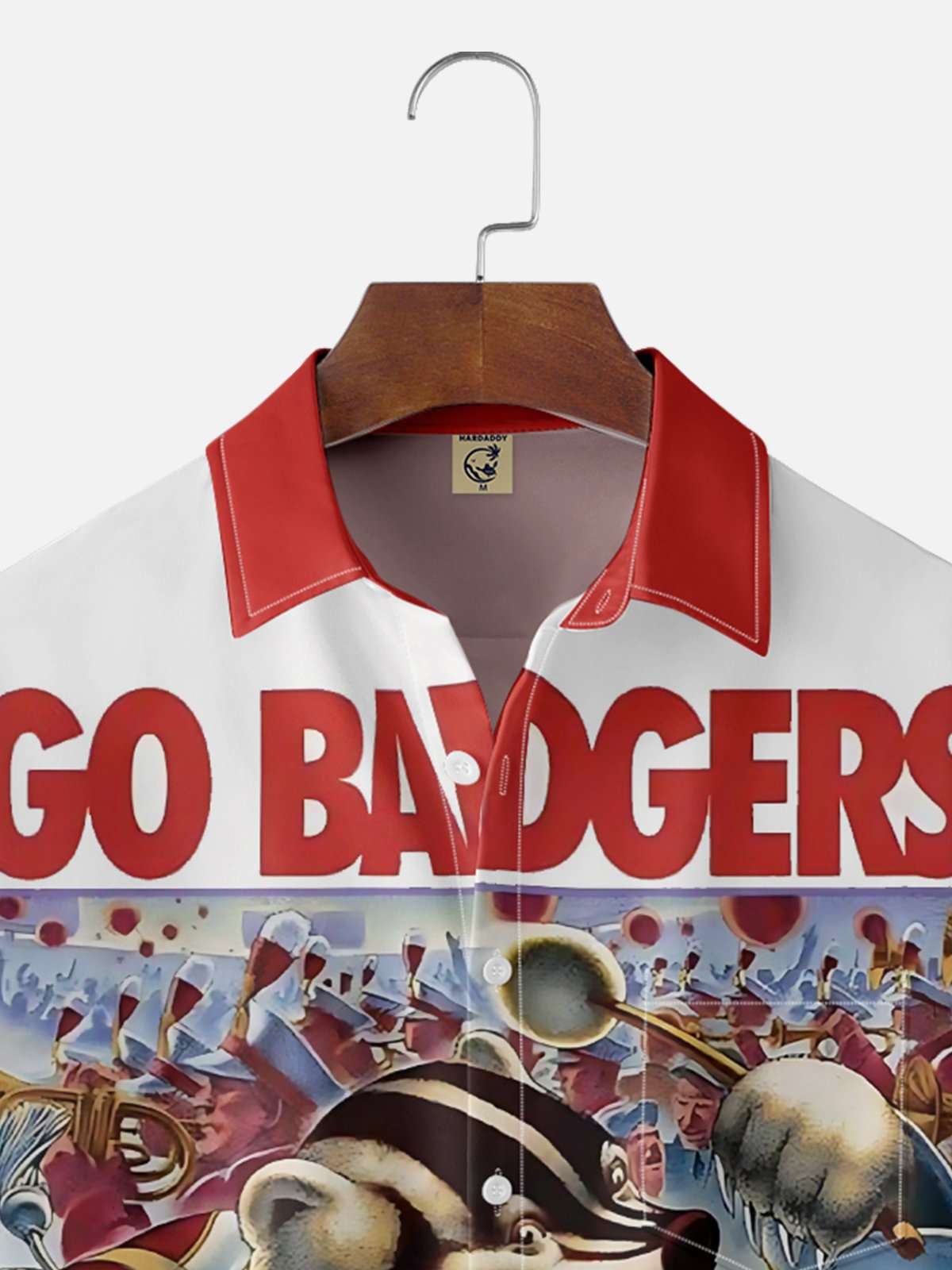 Moisture Wicking Football Game Wisconsin Badgers Chest Pocket Hawaii Shirt