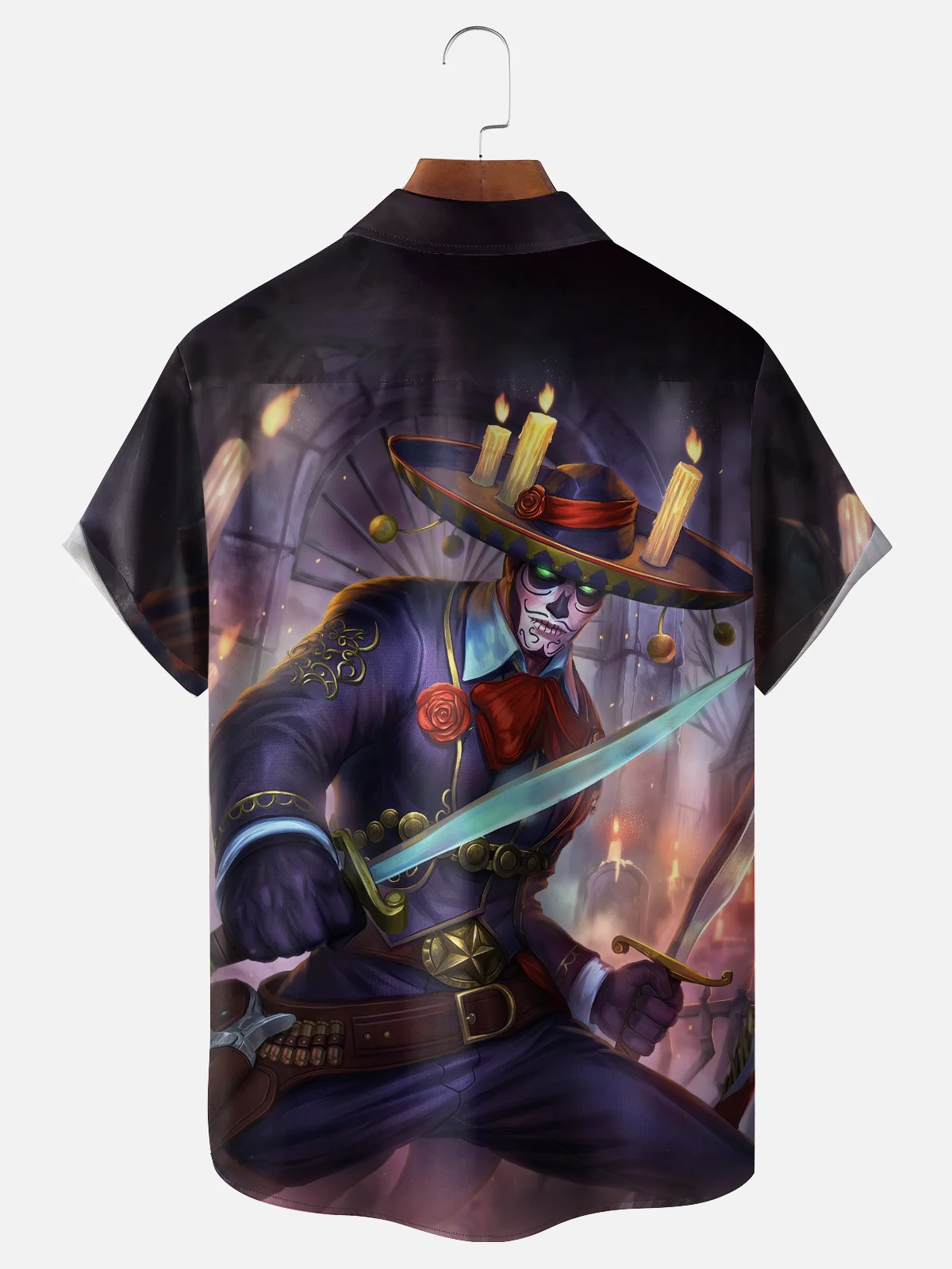 Moisture-wicking Day Of The Dead Skeleton Chest Pocket Casual Shirt