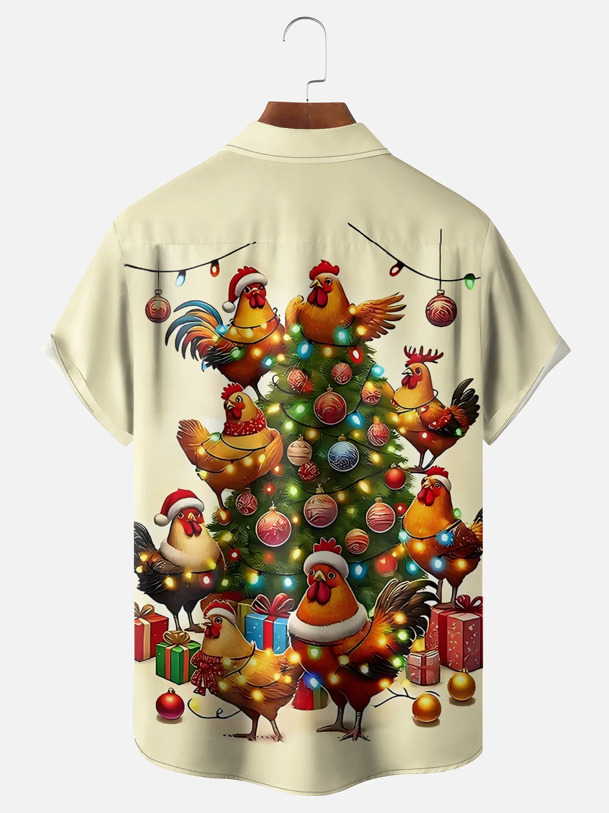 Moisture Wicking Christmas Chicken Pocket Hawaiian Shirt