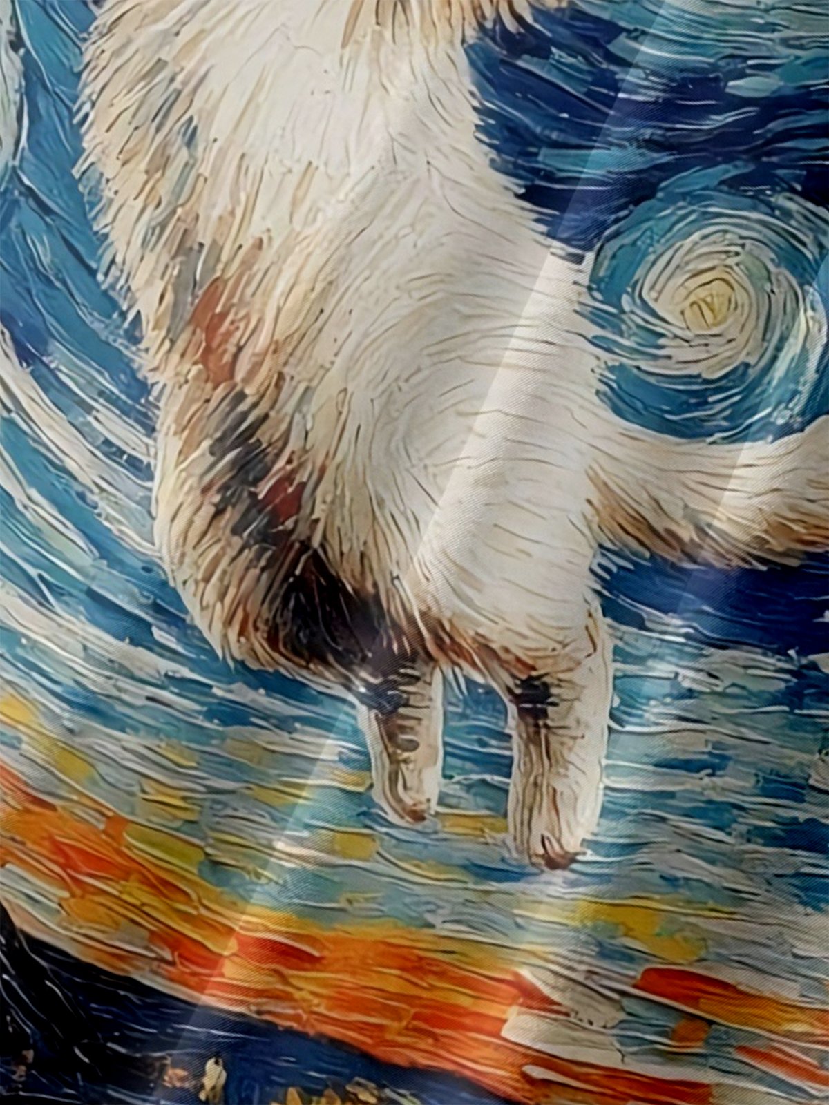 Big Size Moisture-wicking Starry night Cat Chest Pocket Casual Shirt