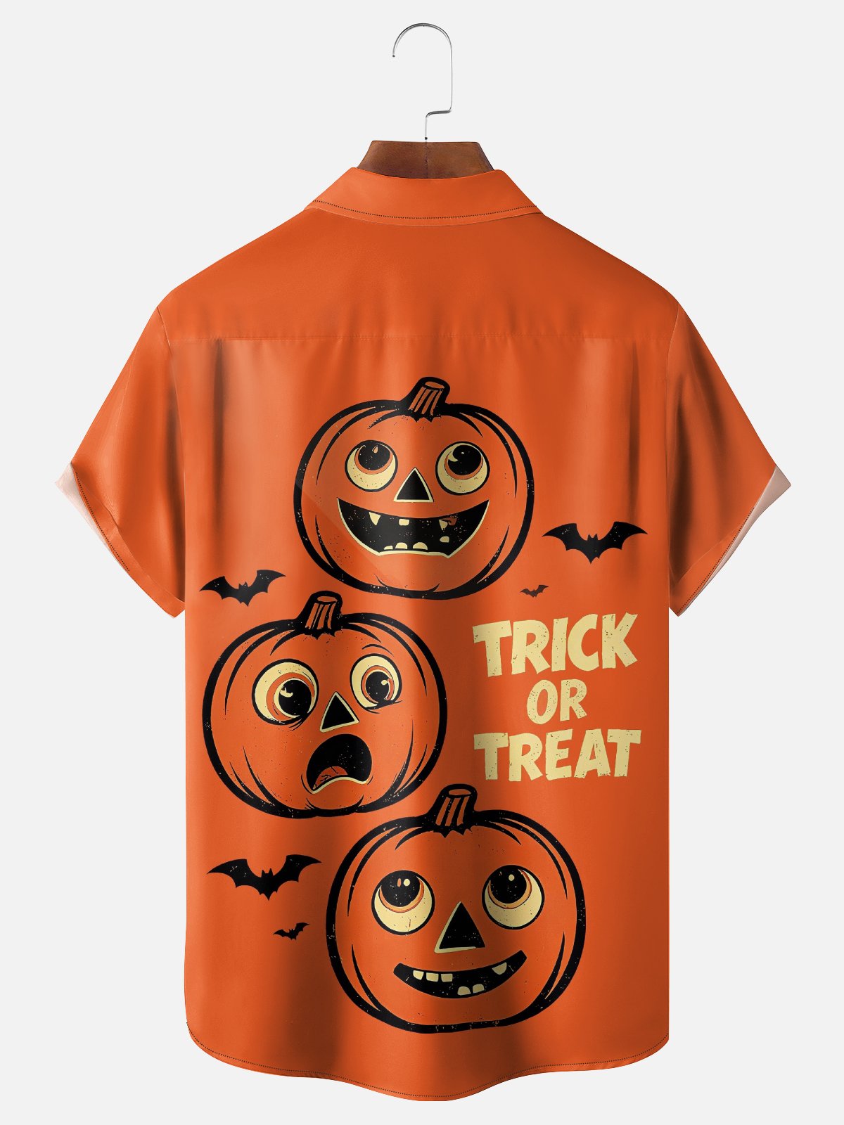 Moisture-Wicking Halloween Pumpkin Poster Chest Pocket Hawaiian Shirt