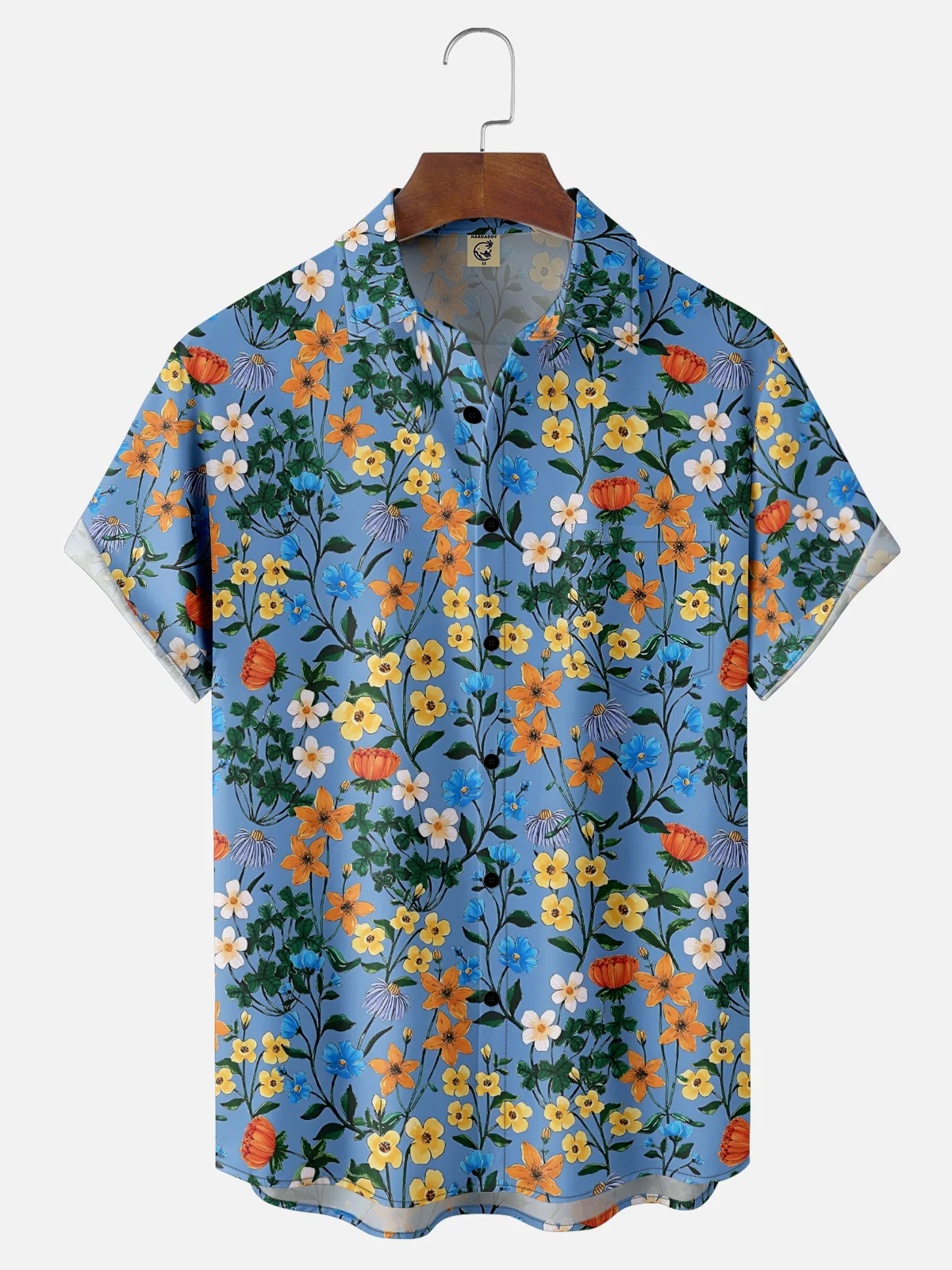 Moisture-wicking Floral Chest Pocket Hawaiian Shirt