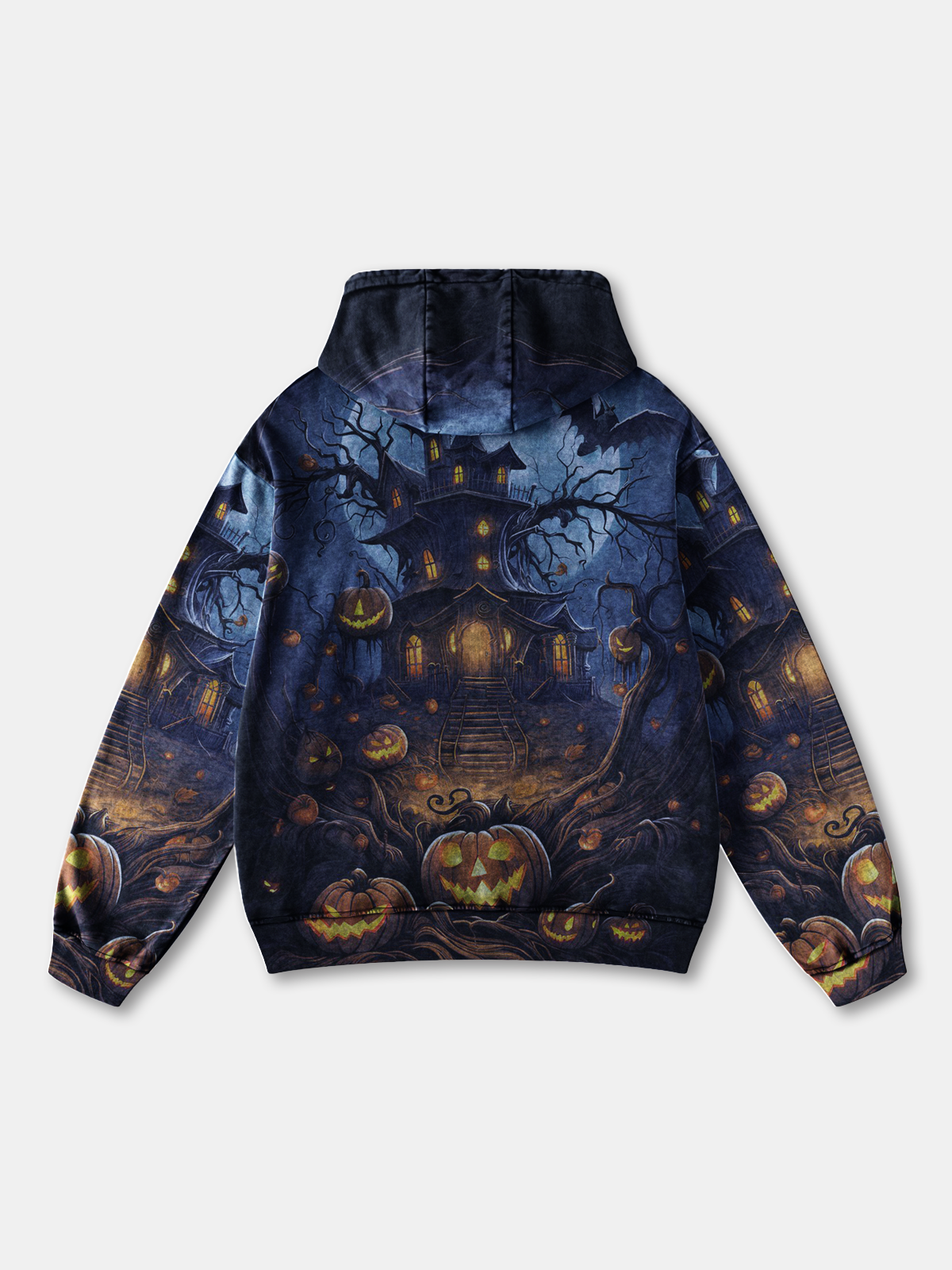 Halloween Gradient Abstract Castle Pumpkin Hoodie Sweatshirt