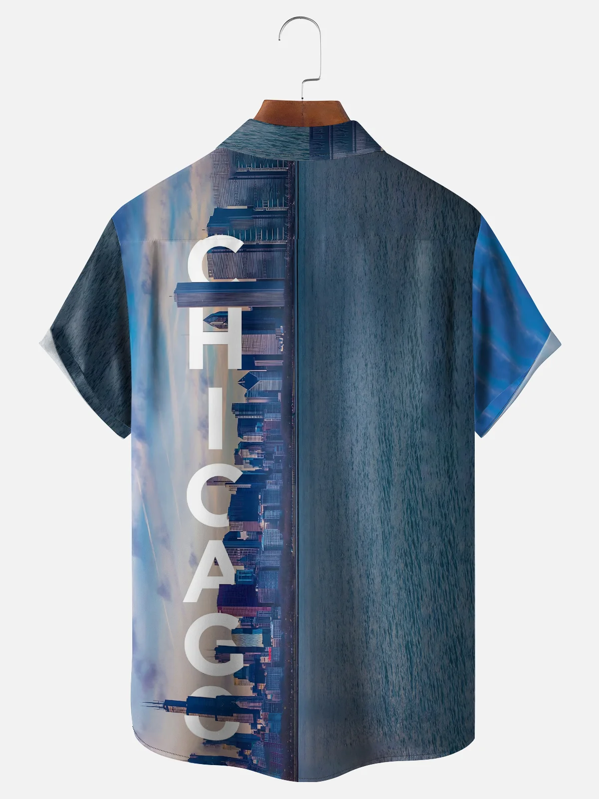 Moisture-wicking Chicago City Scenery Urban Architecture Chest Pocket Casual Shirt