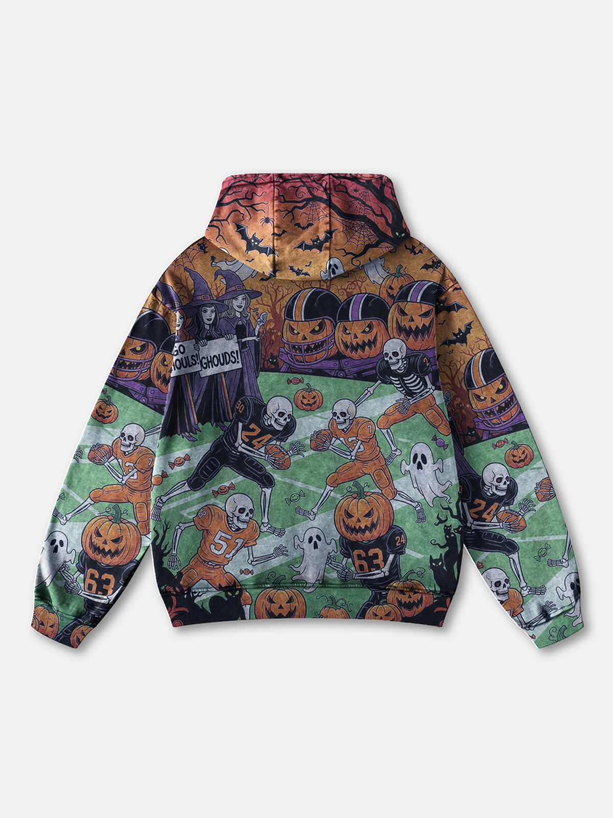 Halloween Skeleton Football Pumpkin Ghost Hoodie Sweatshirt
