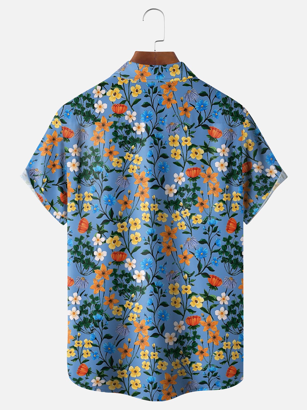 Moisture-wicking Floral Chest Pocket Hawaiian Shirt