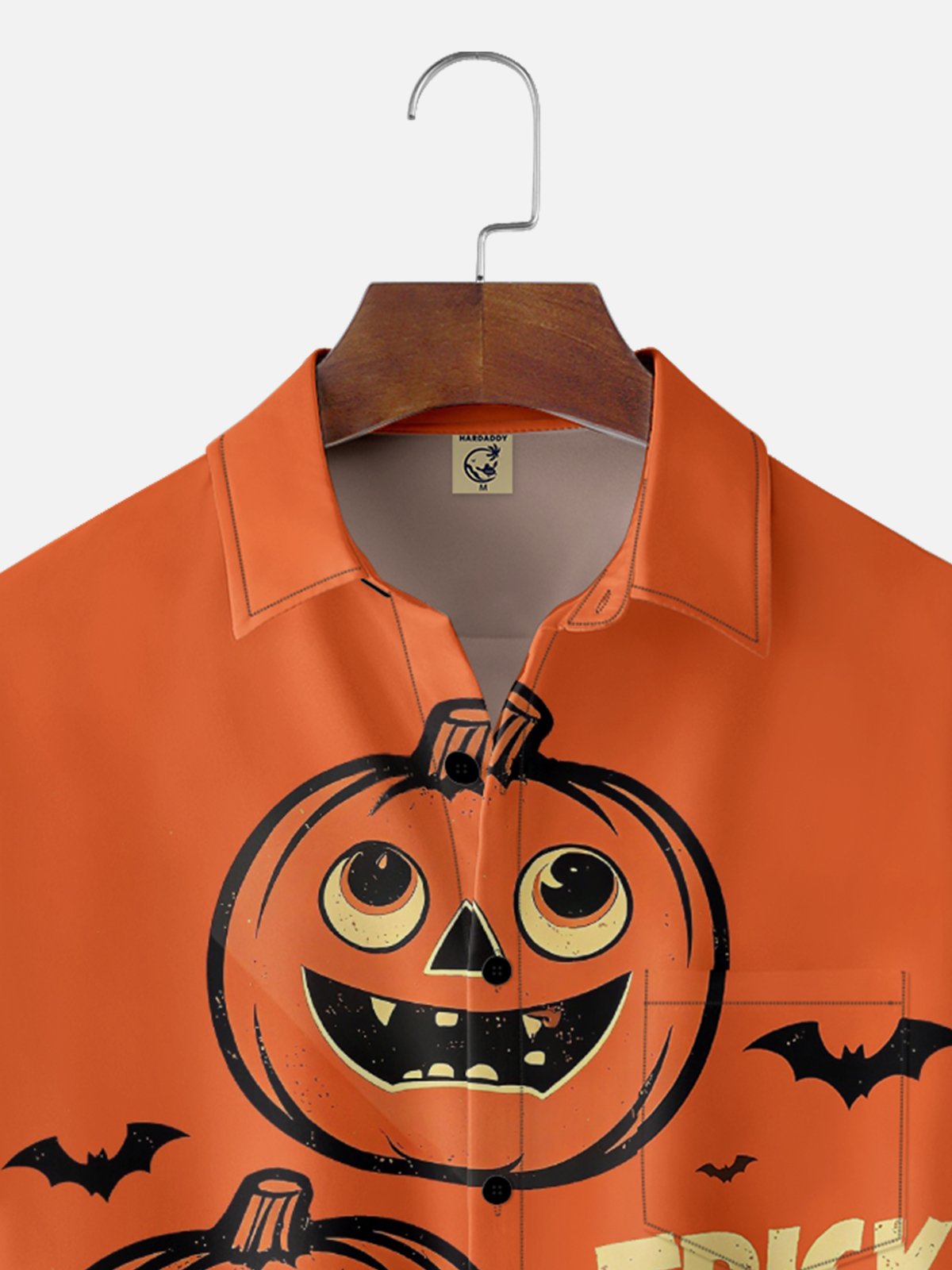 Moisture-Wicking Halloween Pumpkin Poster Chest Pocket Hawaiian Shirt