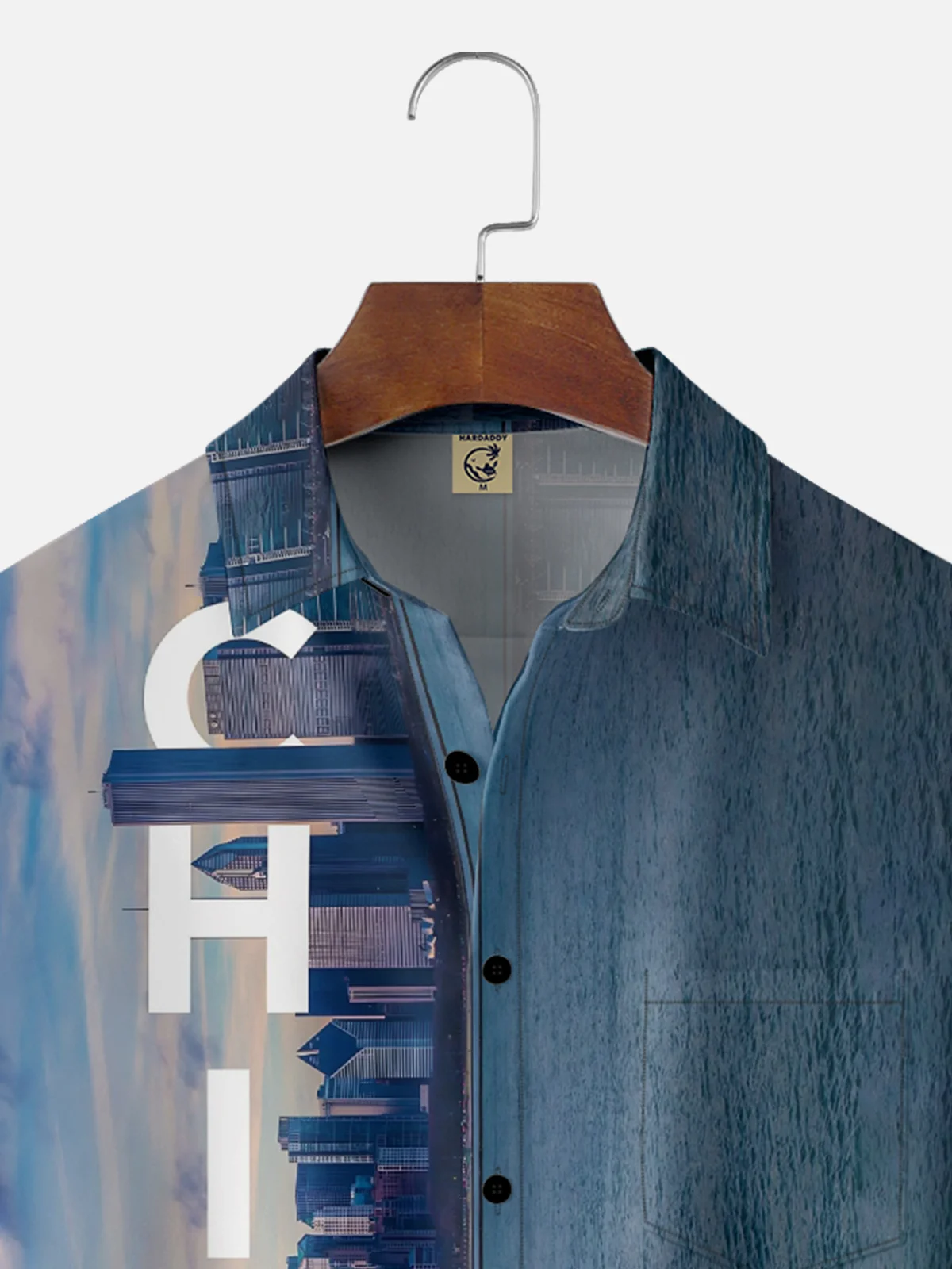 Moisture-wicking Chicago City Scenery Urban Architecture Chest Pocket Casual Shirt