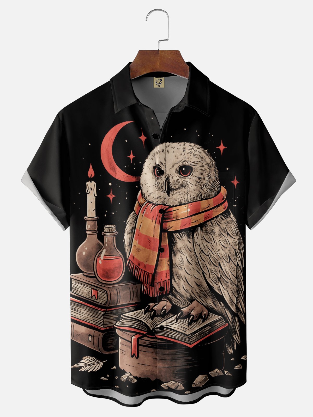 Hardaddy X Eduely Moisture-wicking Halloween Hedwig Owl Magic Chest Pocket Casual Shirt