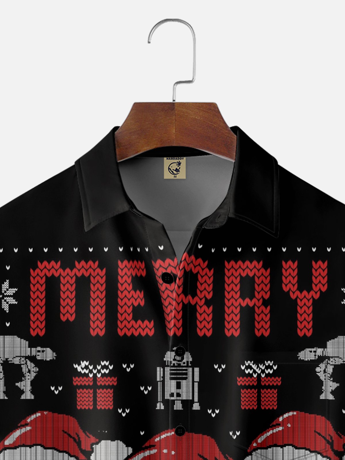 Hardaddy X Eduely Moisture-wicking Christmas Star Robot Chest Pocket Holiday Shirt