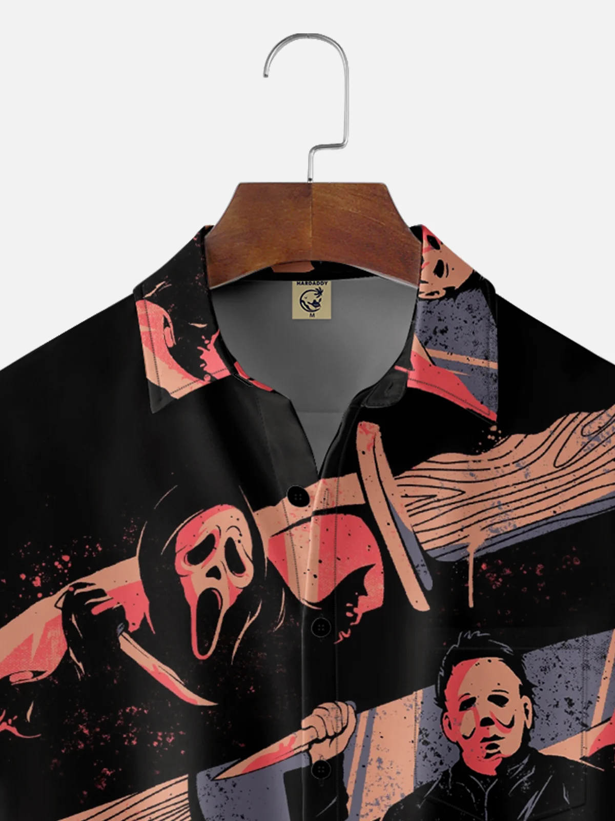 Hardaddy X Eduely Moisture-wicking Halloween Mask Killer Chest Pocket Holiday Shirt