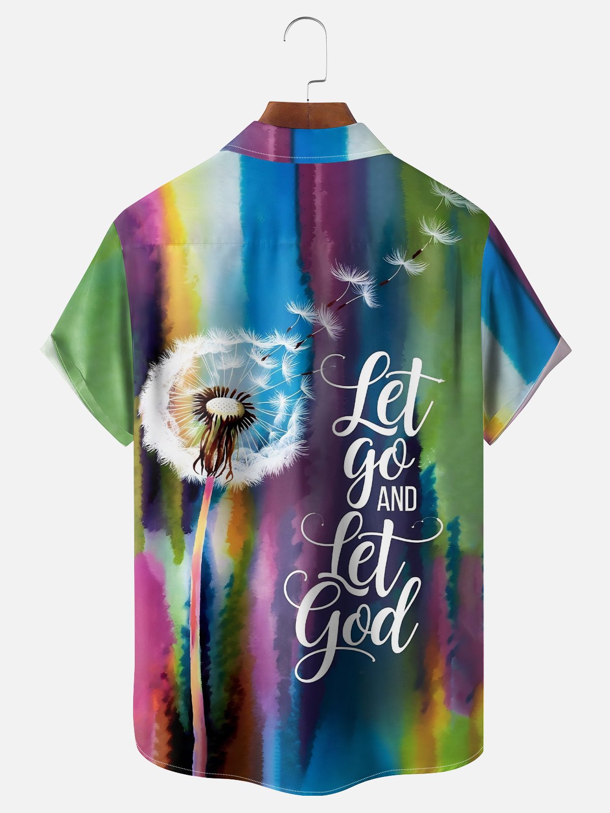 Moisture Wicking Let go and Let God Chest Pocket Hawaiian Shirt