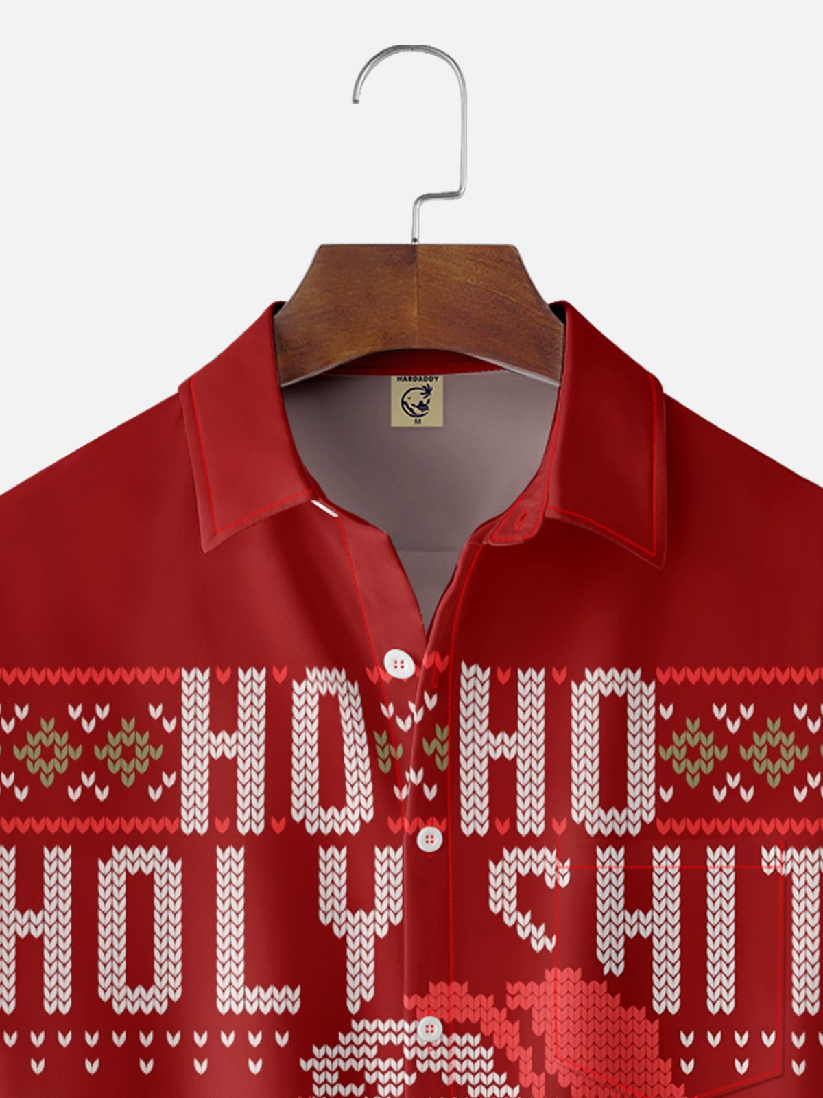 Hardaddy X Eduely Moisture-wicking Christmas Santa HOHO Holy Shit Chest Pocket Ugly Shirt