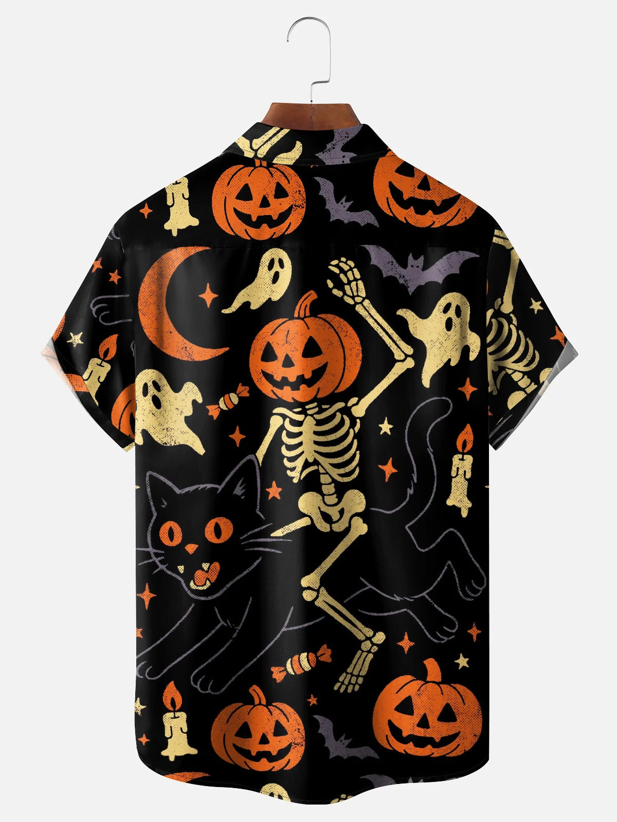 Hardaddy X Eduely Moisture-wicking Halloween Pumpkin Skeleton Ghost Chest Pocket Holiday Shirt