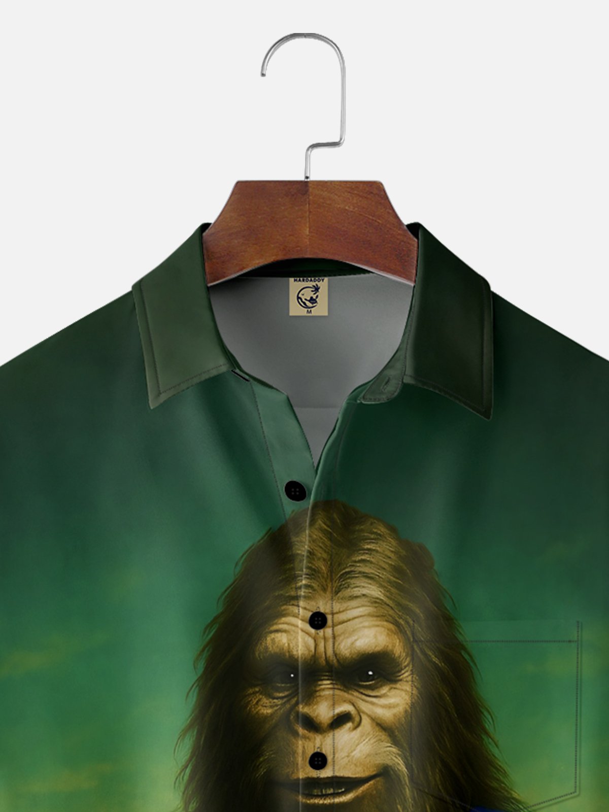 Moisture Wicking Funny Bigfoot Chest Pocket Hawaiian Shirt