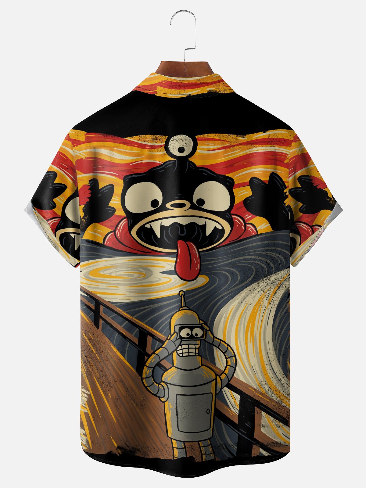 Hardaddy X Eduely Moisture-wicking Halloween Scream Robot Chest Pocket Holiday Shirt