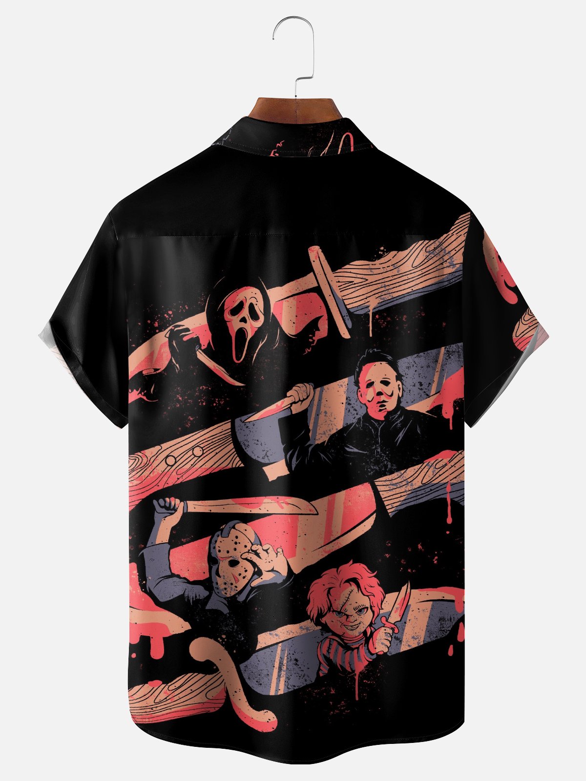 Hardaddy X Eduely Moisture-wicking Halloween Mask Killer Chest Pocket Holiday Shirt