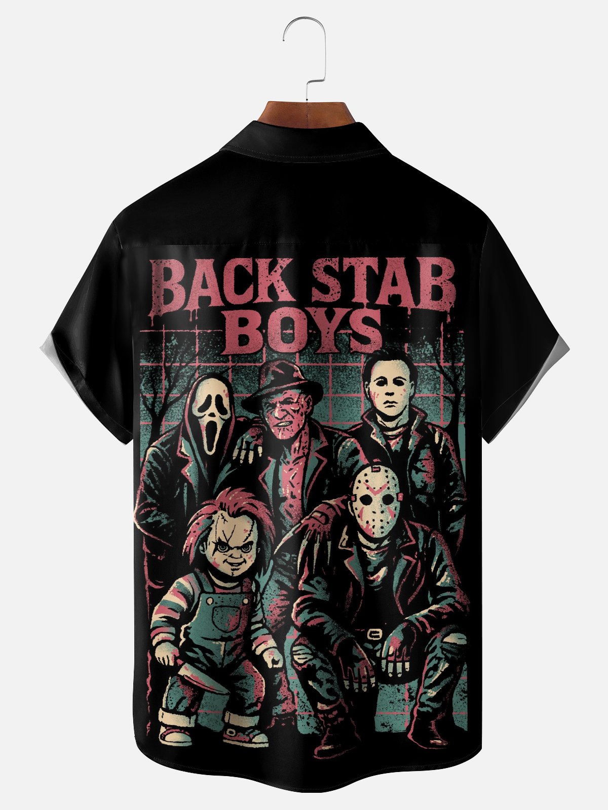 Hardaddy X Eduely Moisture-wicking Halloween Mask Killer Chest Pocket Holiday Shirt