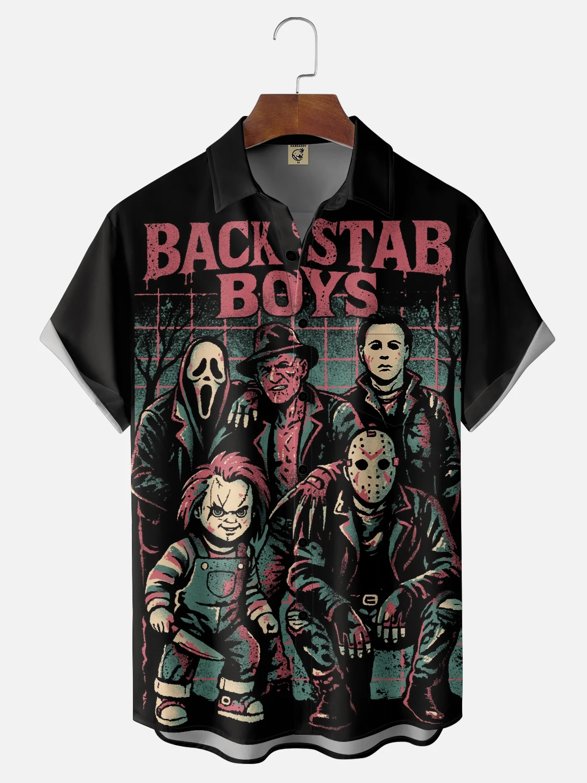 Hardaddy X Eduely Moisture-wicking Halloween Mask Killer Chest Pocket Holiday Shirt