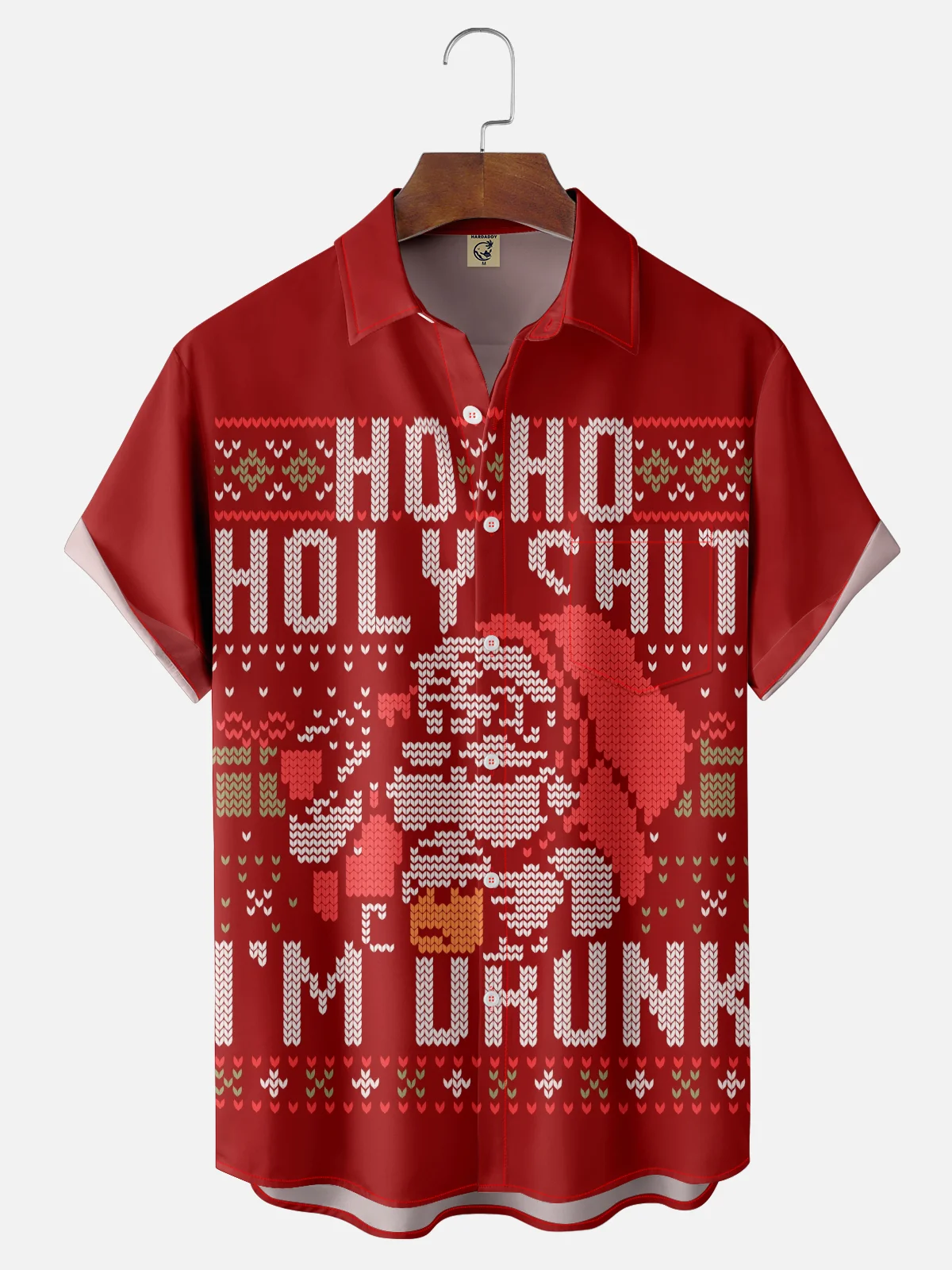 Hardaddy X Eduely Moisture-wicking Christmas Santa HOHO Holy Shit Chest Pocket Ugly Shirt